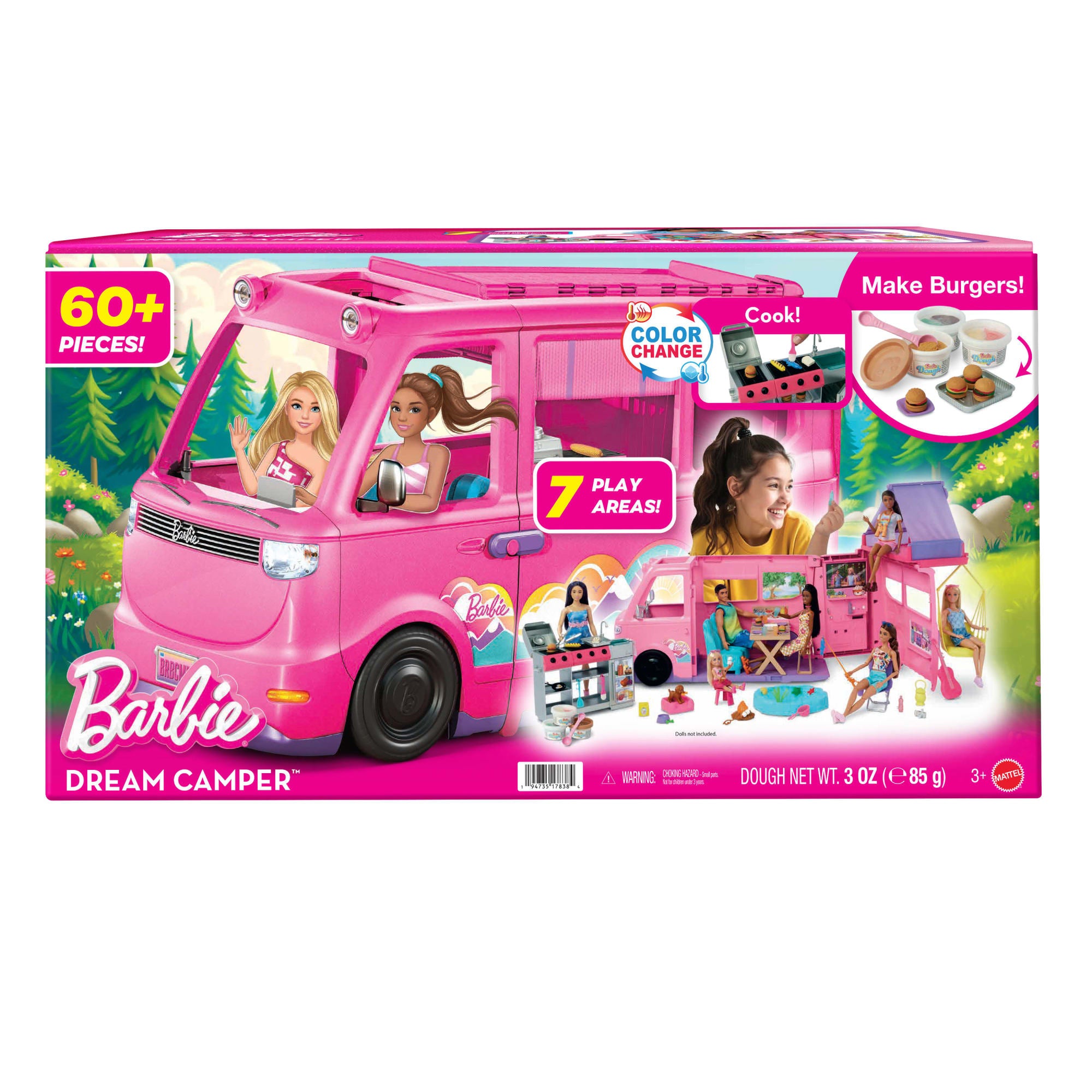 Barbie Dream Camper Playset With Roof Tent. BBQ Grill With Color-Change Feature & 60+ Accessories - Image 6