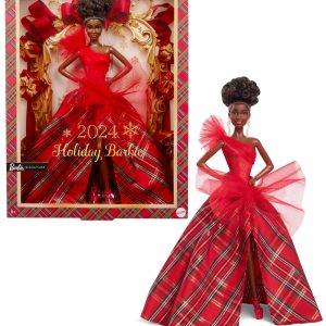Barbie Signature 2024 Holiday Barbie Fashion Doll. Seasonal Collector Gift. Brown Hair With Plaid Gown