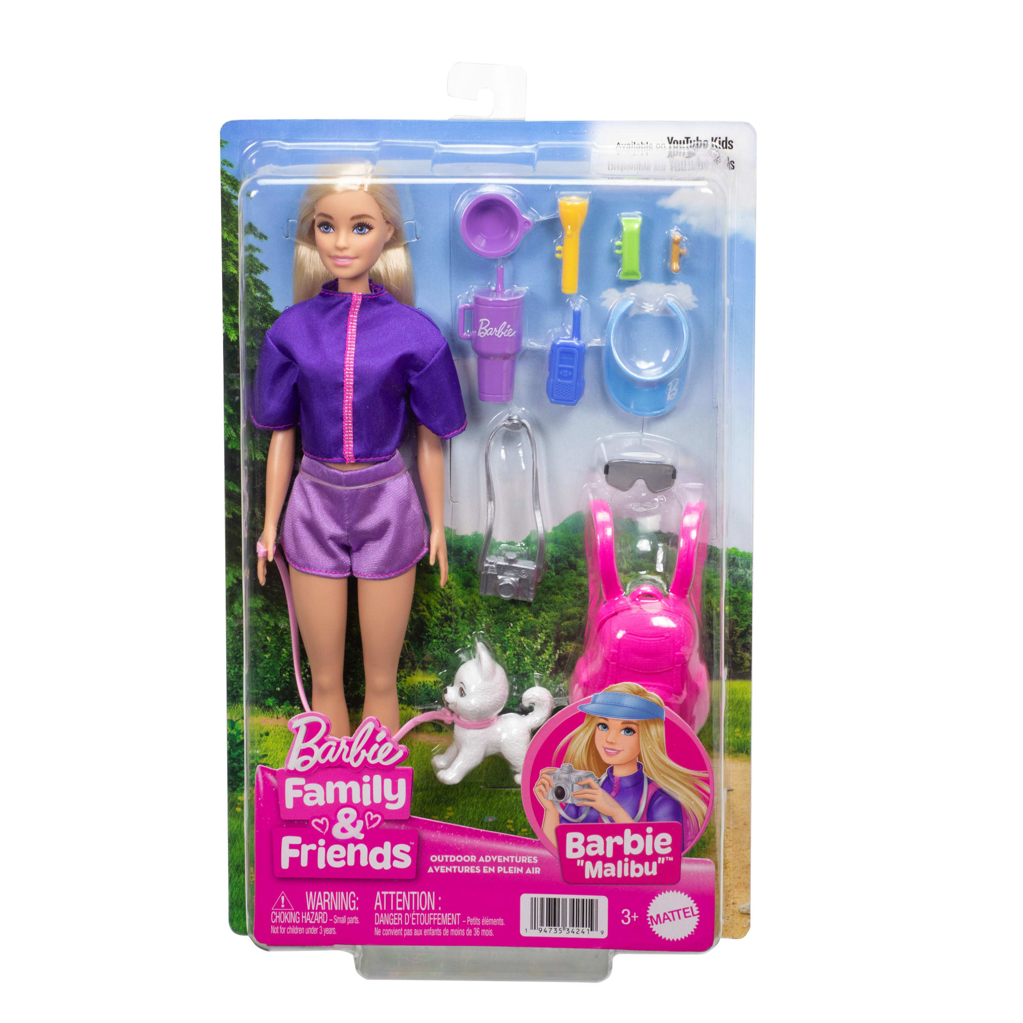 Barbie Malibu Outdoor Adventures Fashion Doll With 10+ Camping-Themed Accessories including Pet - Image 6