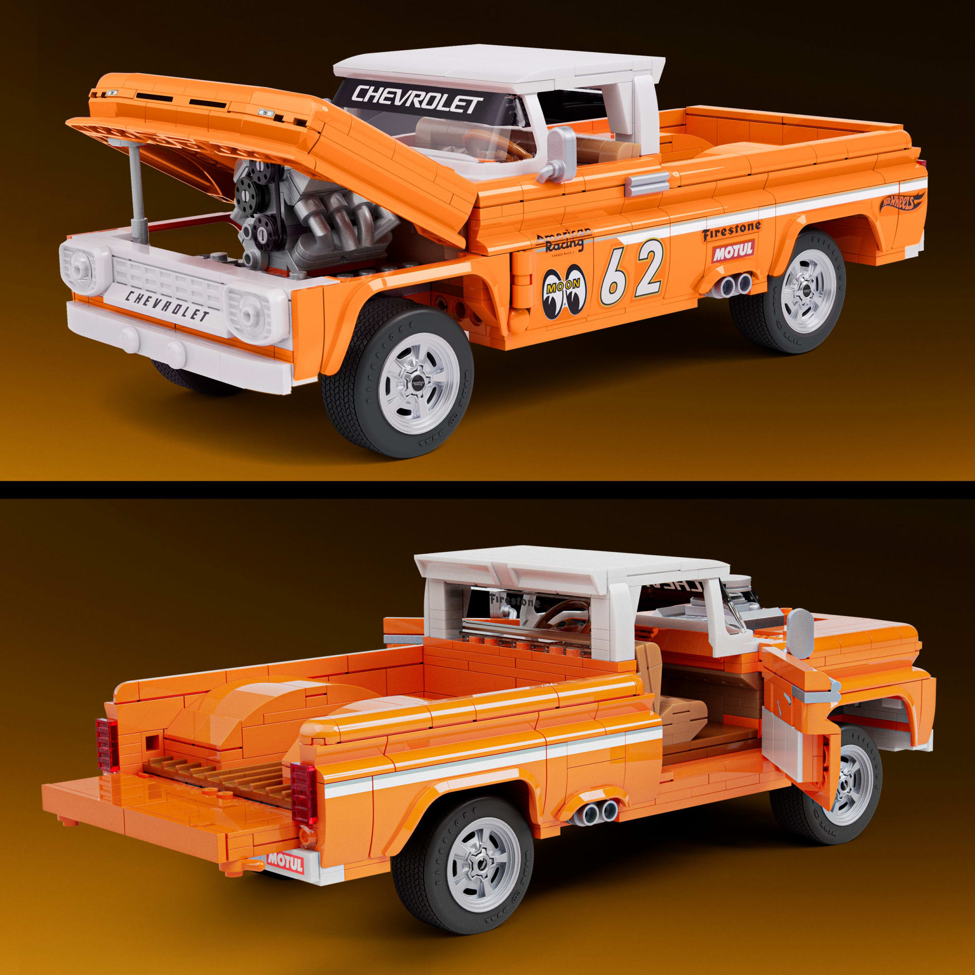 Mattel Brick Shop Hot Wheels Jogo de Construção Elite Carrinha Chevy de 1962 Personalizada - Image 6