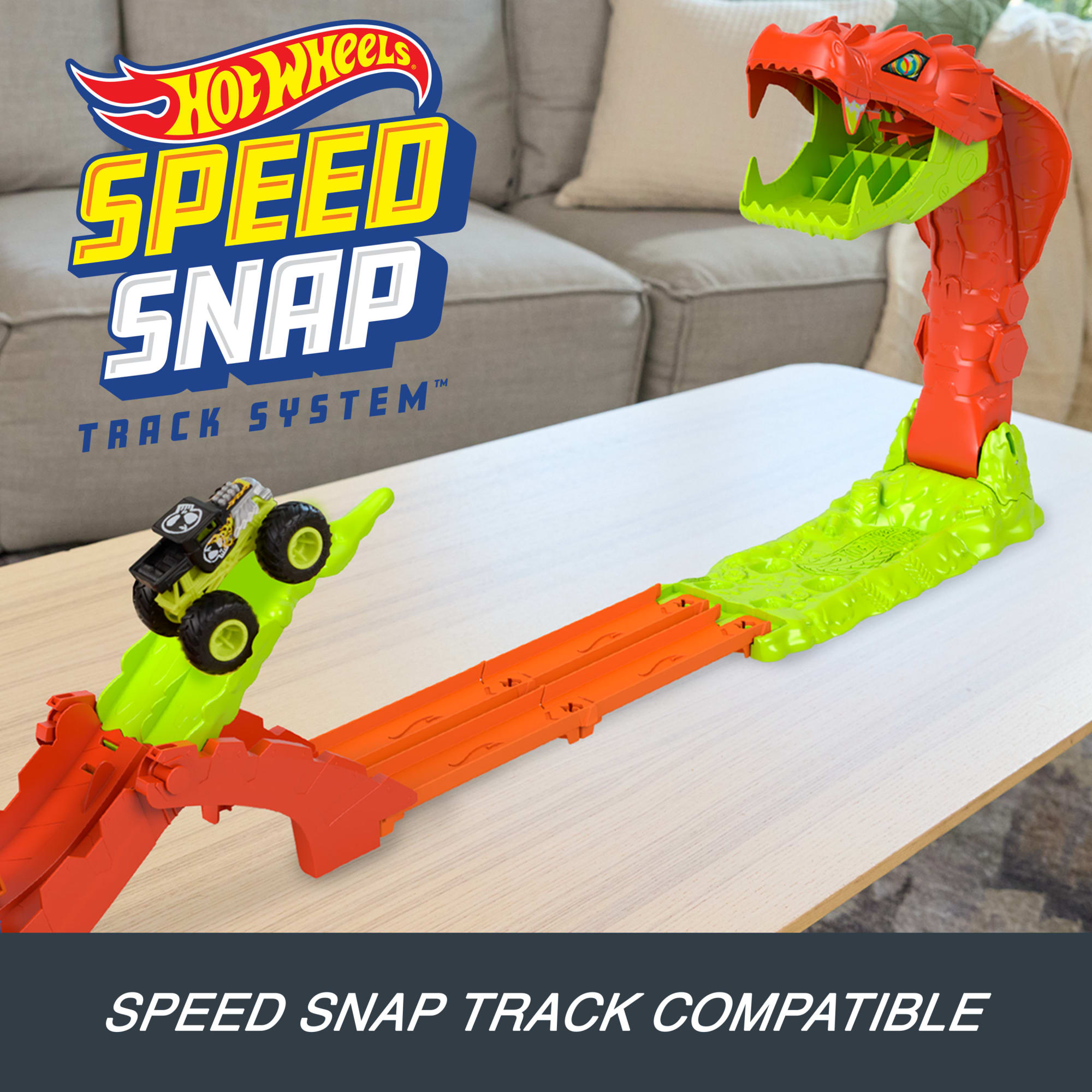 Hot Wheels Monster Trucks Snake Slam Takedown Playset With 1:64 Scale Bone Shaker Toy Vehicle - Image 5