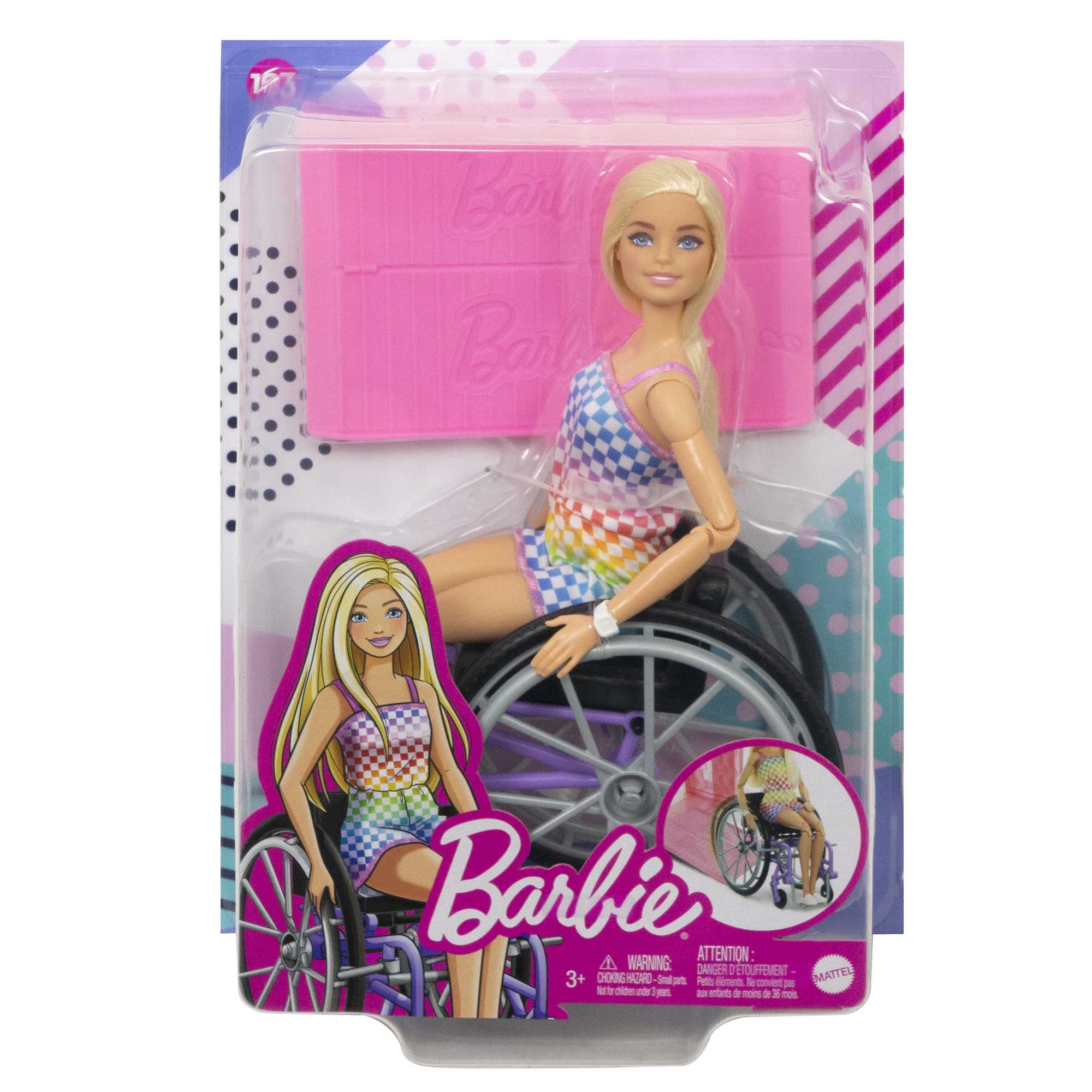 Barbie Fashionistas Doll #194 With Wheelchair & Ramp. Blond Hair. Rainbow Dress & Accessories - Image 6