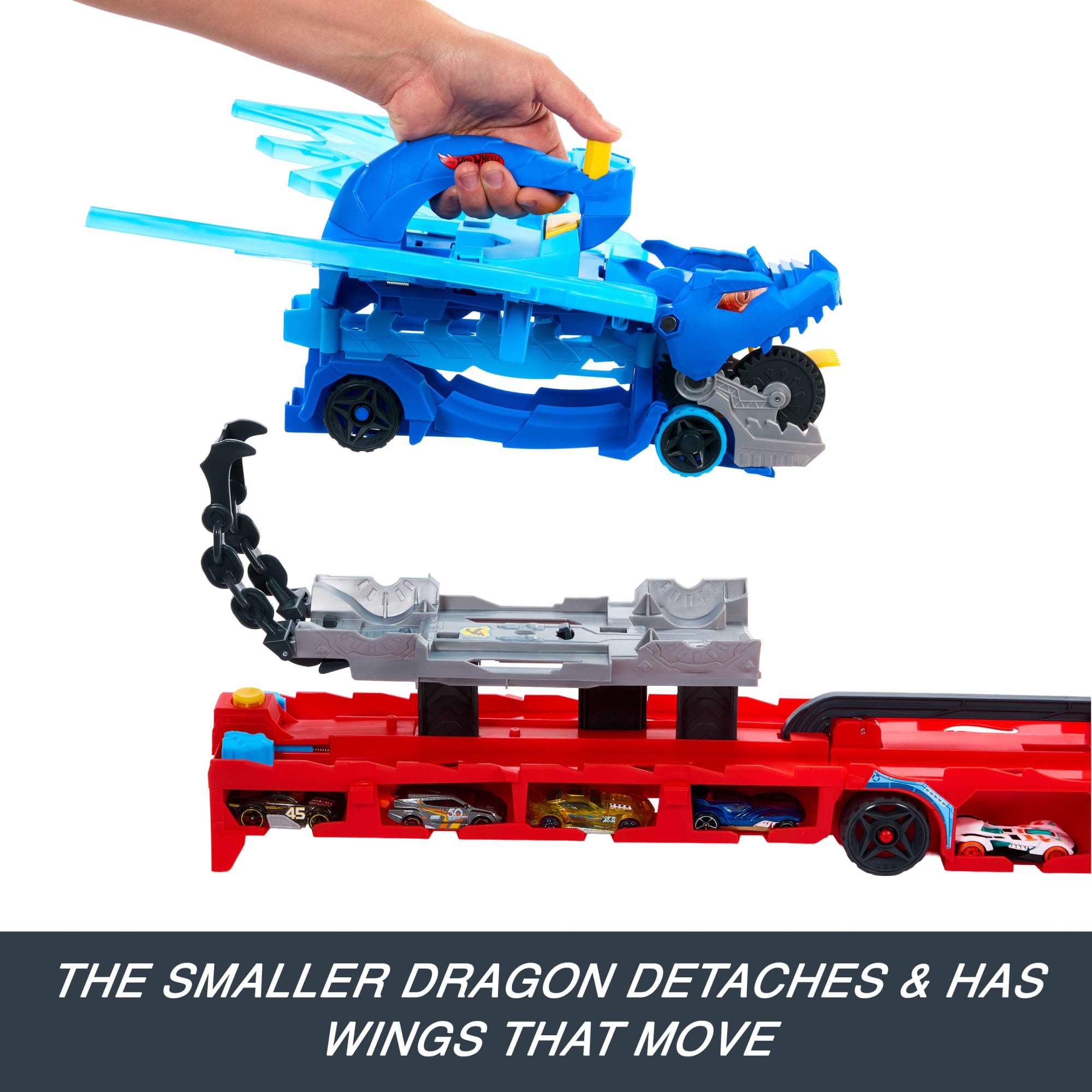 Hot Wheels City Hot Wheels Ultimate Dual Dragon Transporter & 2 1:64 Scale Toy Cars - Image 4