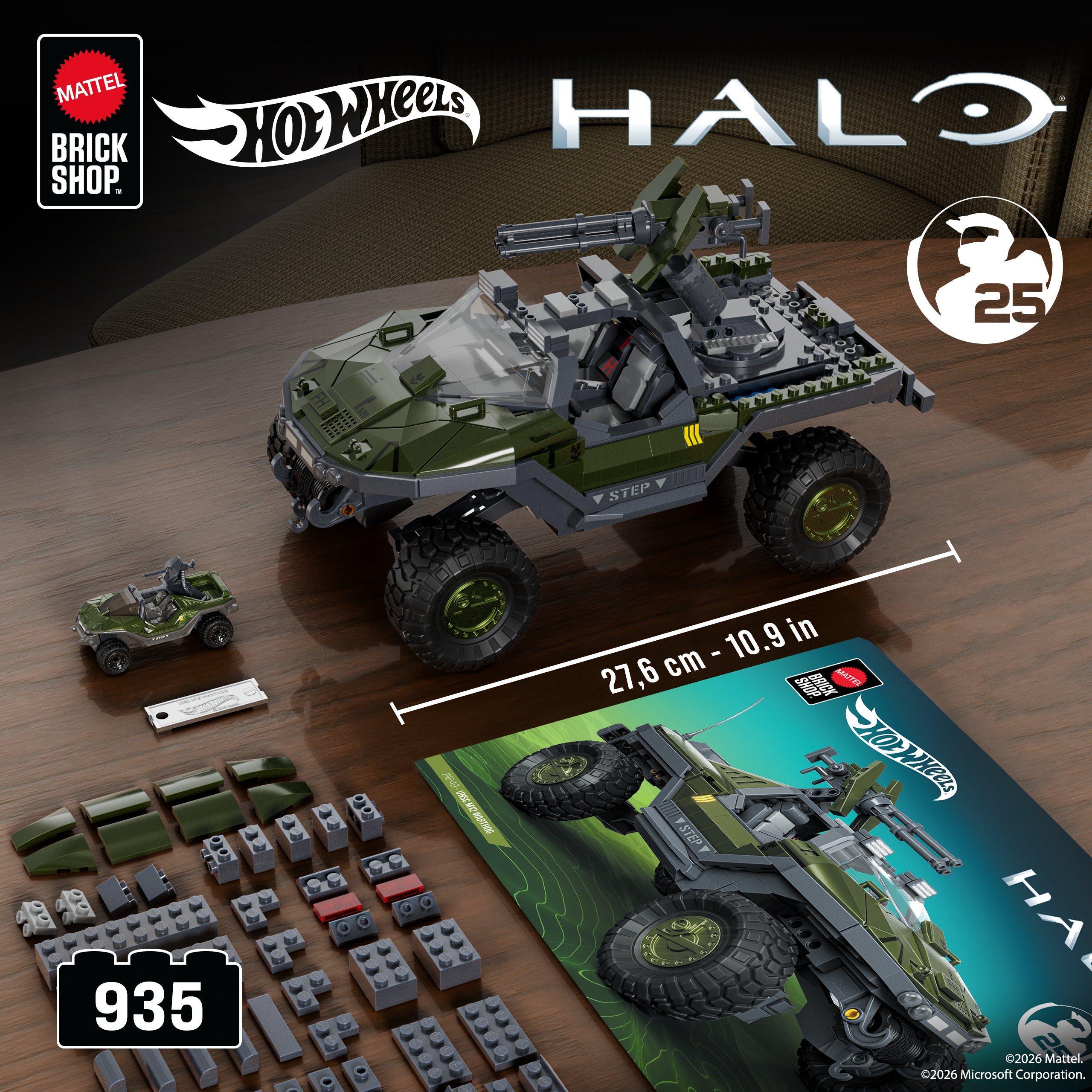 Mattel Brick Shop Hot Wheels Halo UNSC M12 Warthog Building Toy Kit (935 Pieces). For Collectors - Image 2