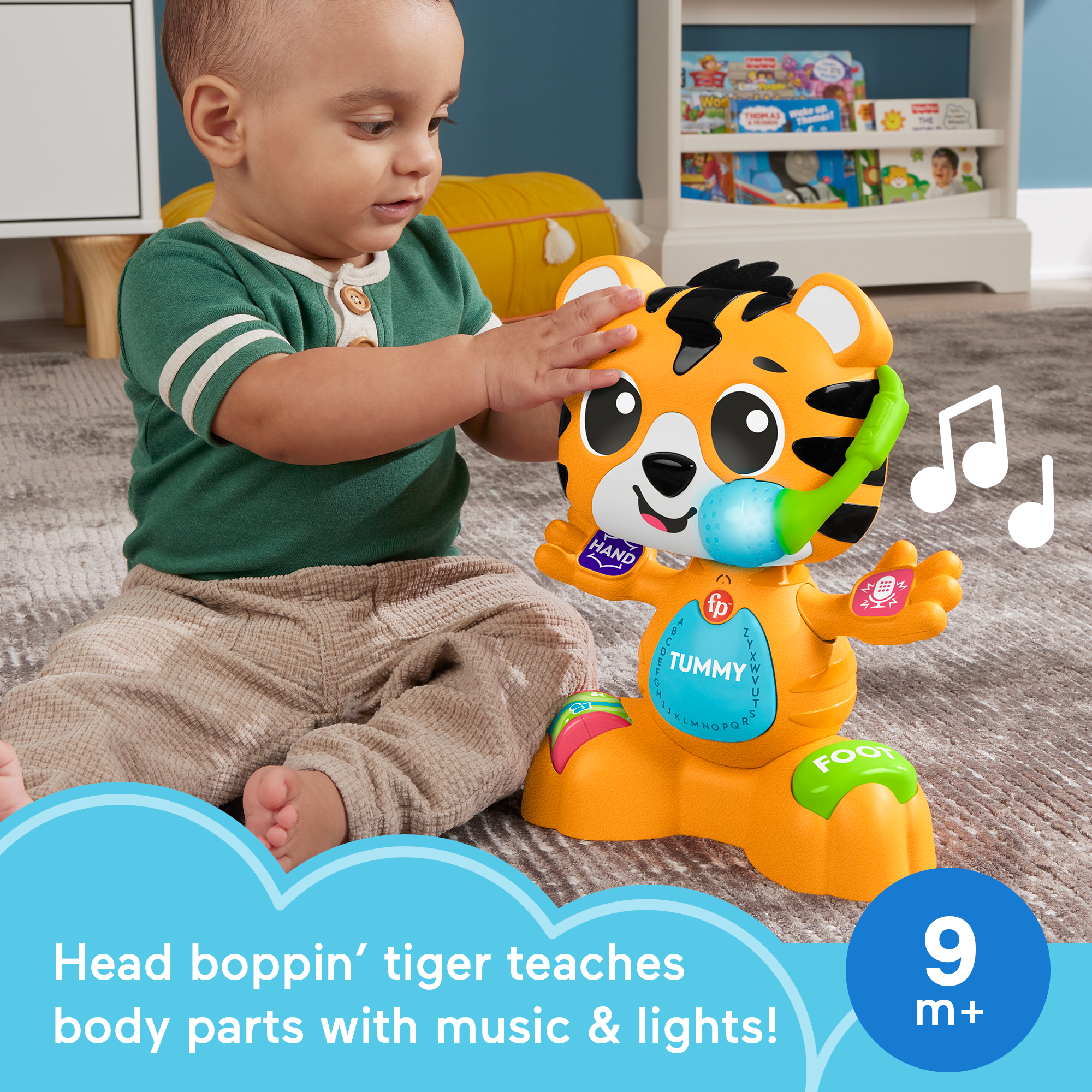 Fisher-Price Link Squad Bop & Groove Tiger Baby Learning Toy With Music & Lights - Image 2
