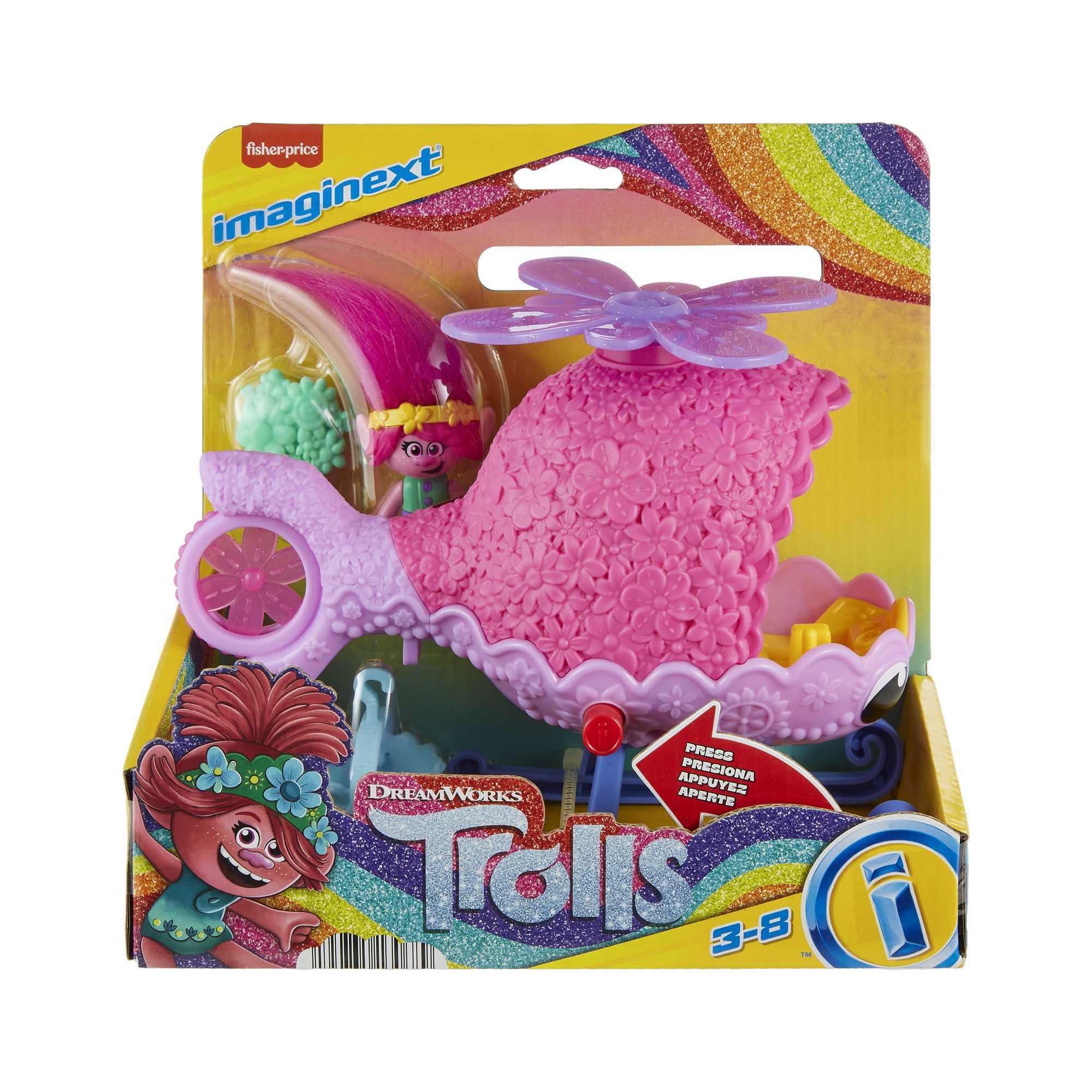 Imaginext Dreamworks Trolls Poppy Figure And Toy Helicopter For Preschool Pretend Play. 4 Pieces - Image 6