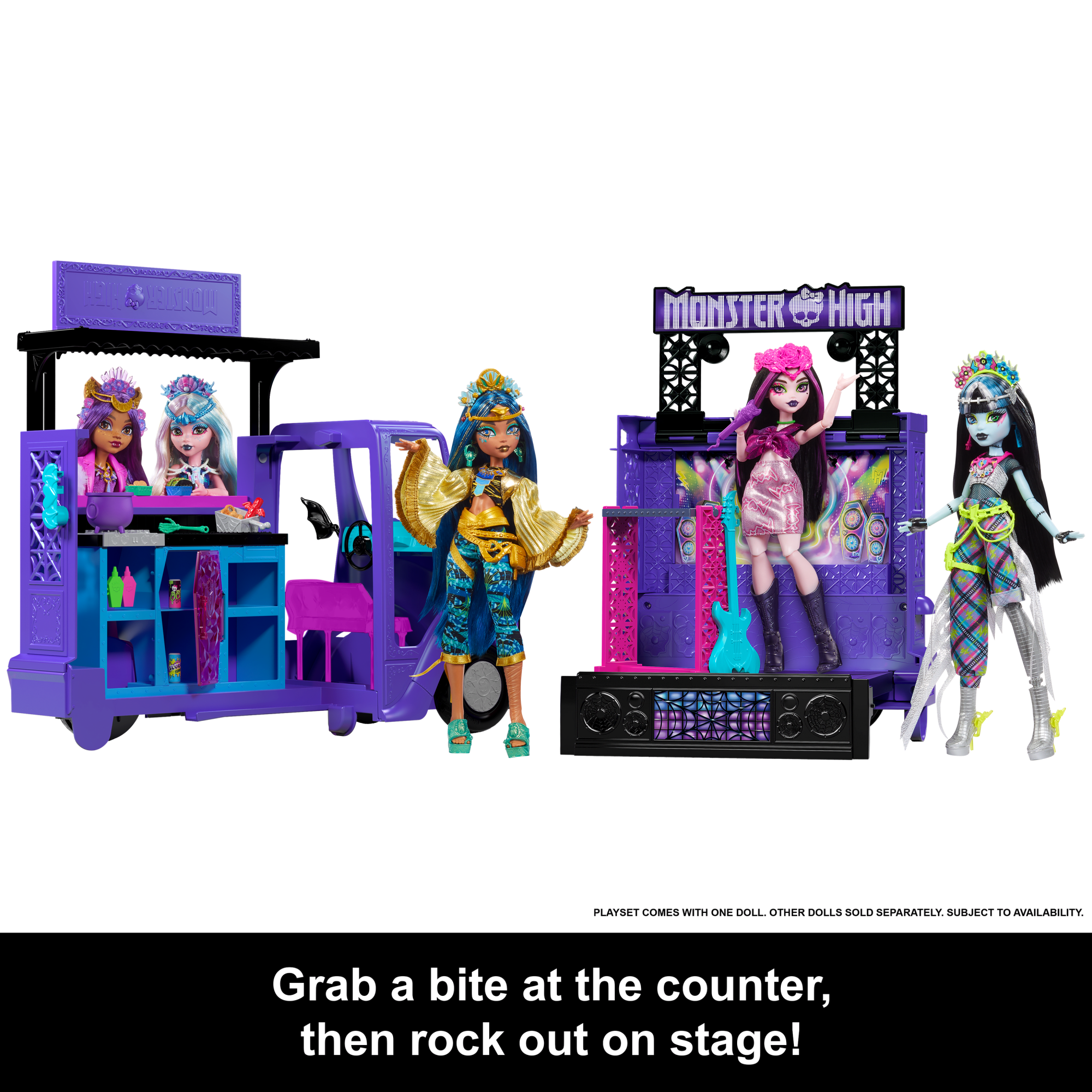 Monster High Draculaura Doll And Fangtastic Rockin' Food Truck Playset With 13+ Themed Accessoriescessories - Image 4