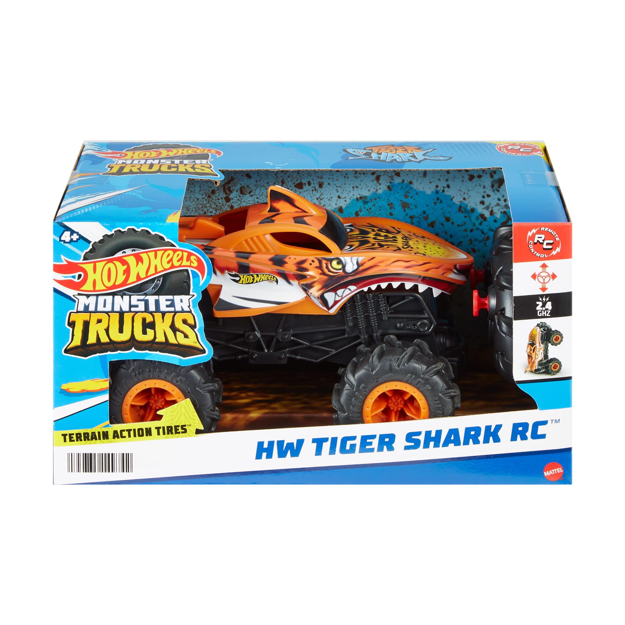 Hot Wheels RC Monster Trucks HW Tiger Shark RC in 1:24 Scale. Remote-Control Toy Truck - Image 6