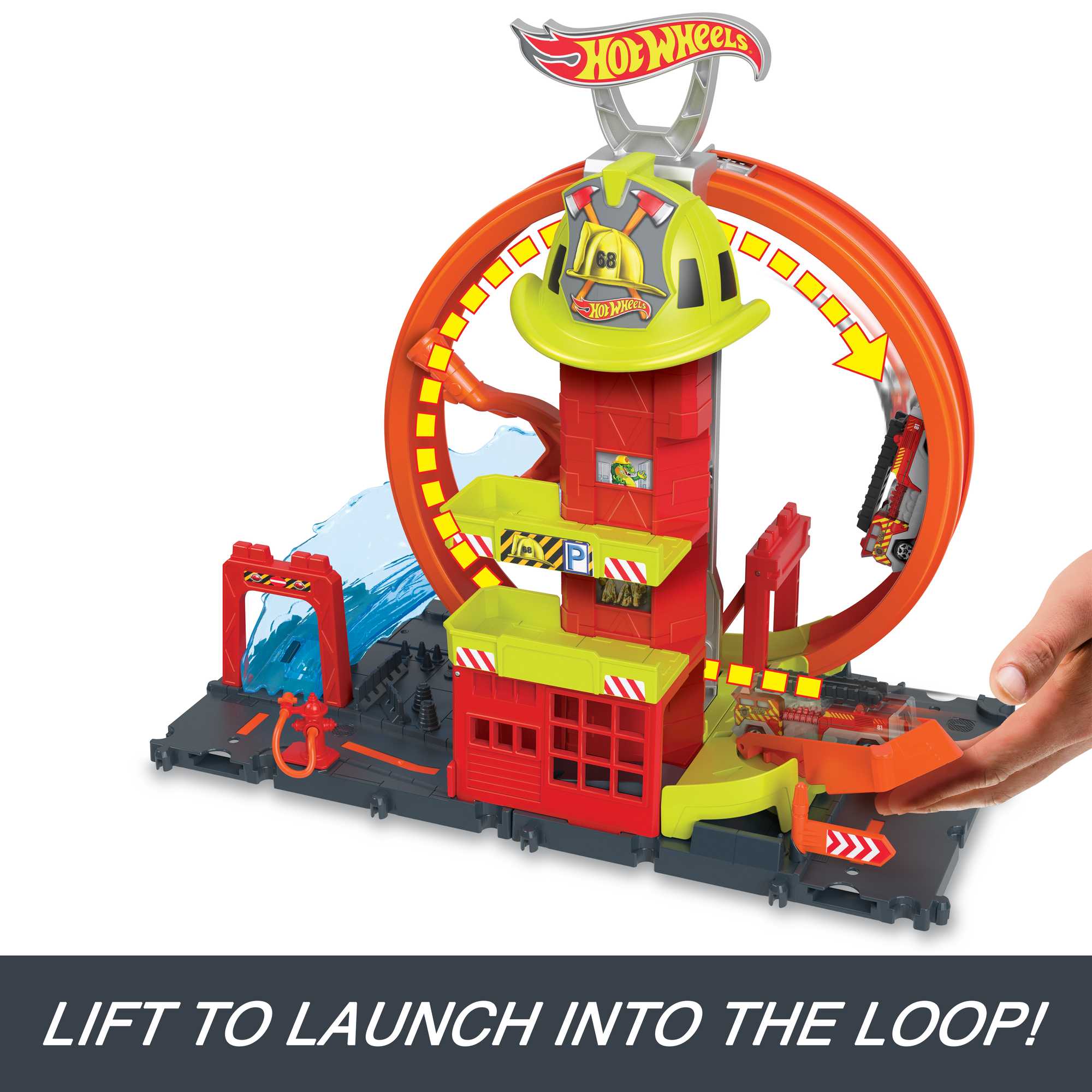 Hot Wheels City Super Loop Fire Station Playset. Track Set With 1 Toy Car - Image 3
