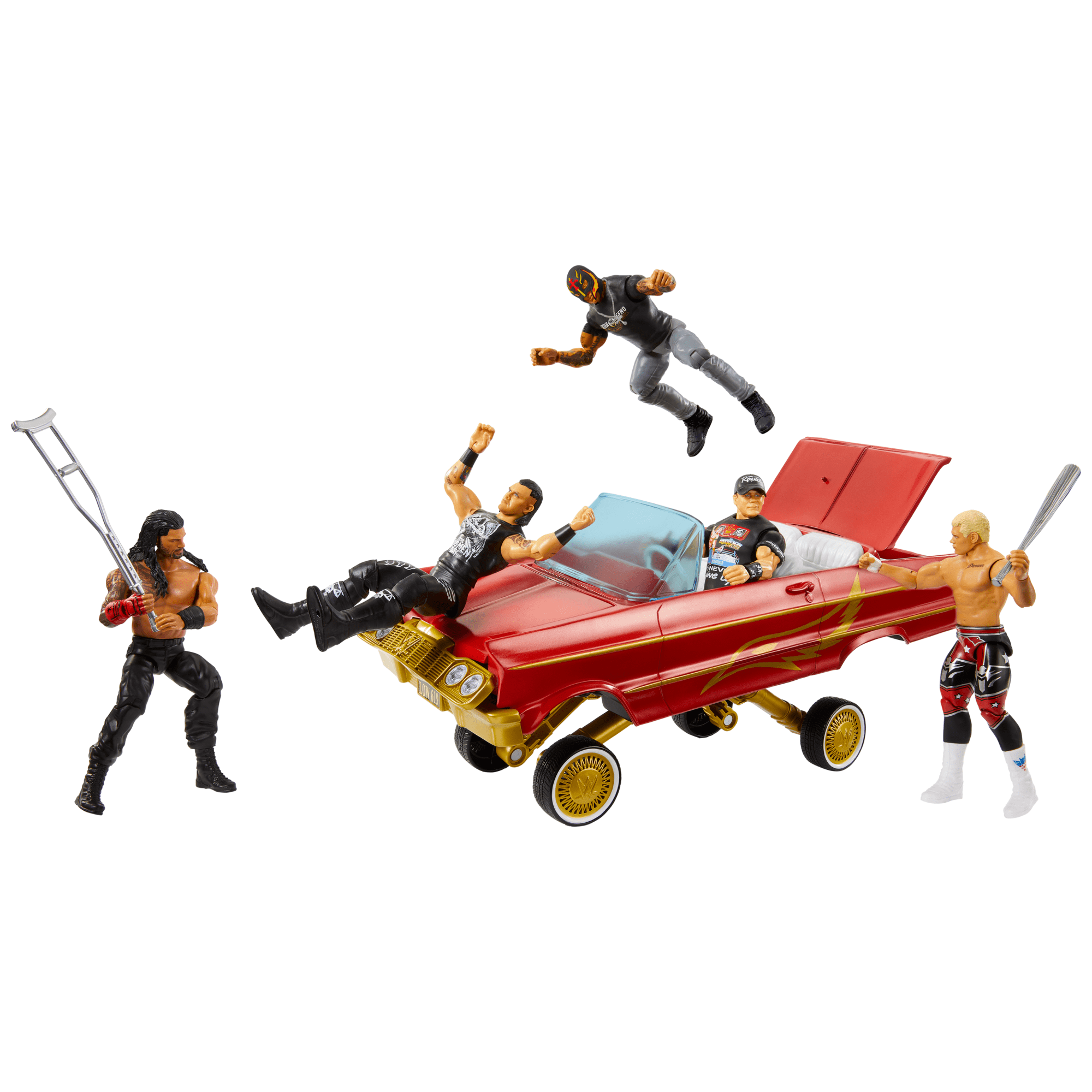 WWE Lucha Low Rider Vehicle Set With Rey Mysterio Main Event Action Figure & Toy Car - Image 5