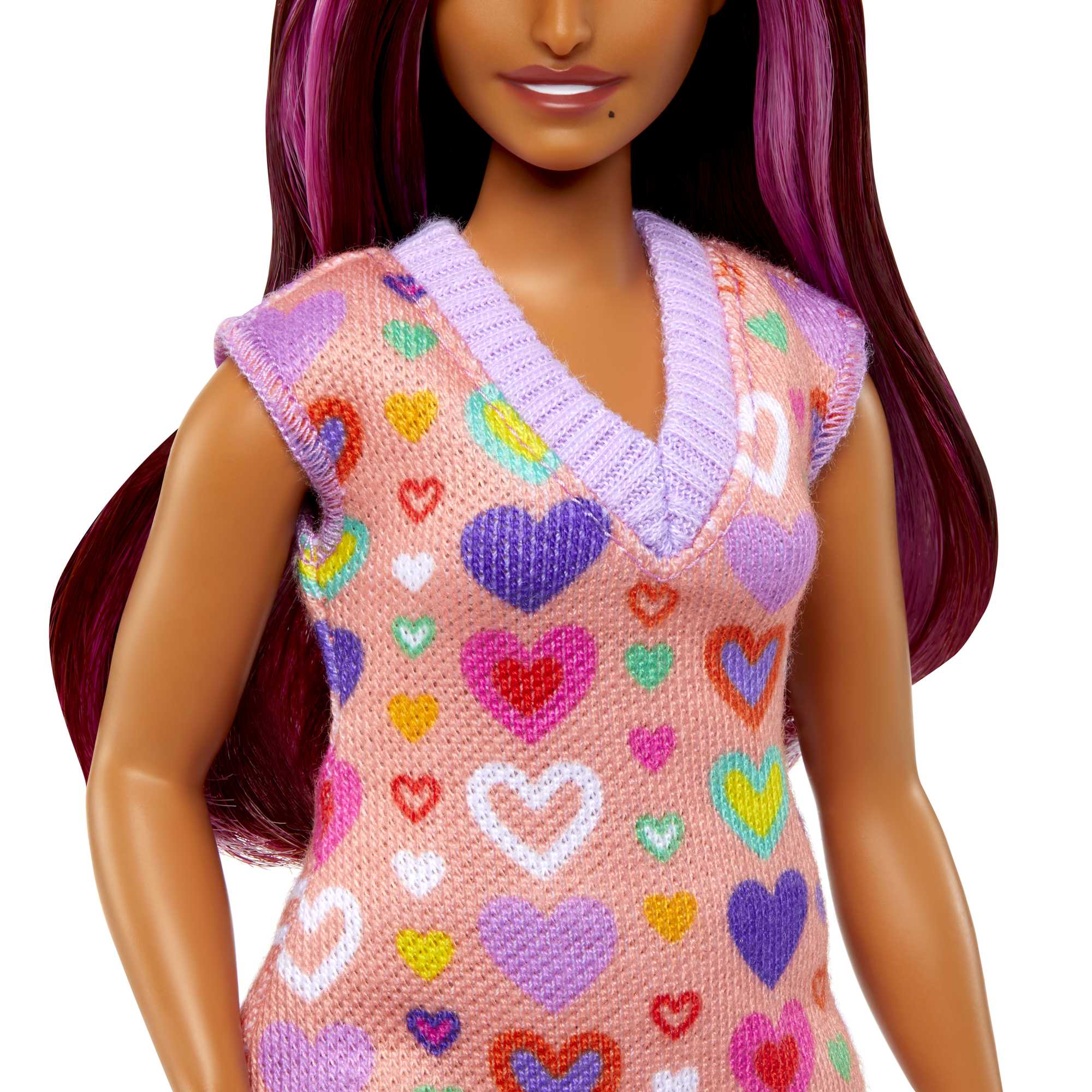 Barbie-Barbie Fashionistas 207-Poupée Mèches Roses et Robe à Cœurs - Image 3