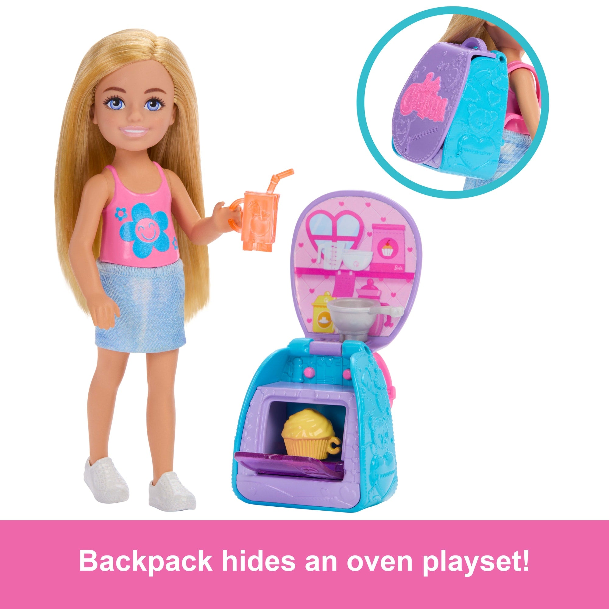 Barbie Family & Friends Chelsea Cupcake Baking Backpack Chelsea Doll And Accessories. Backpack With Cupcake Play Piece - Image 3