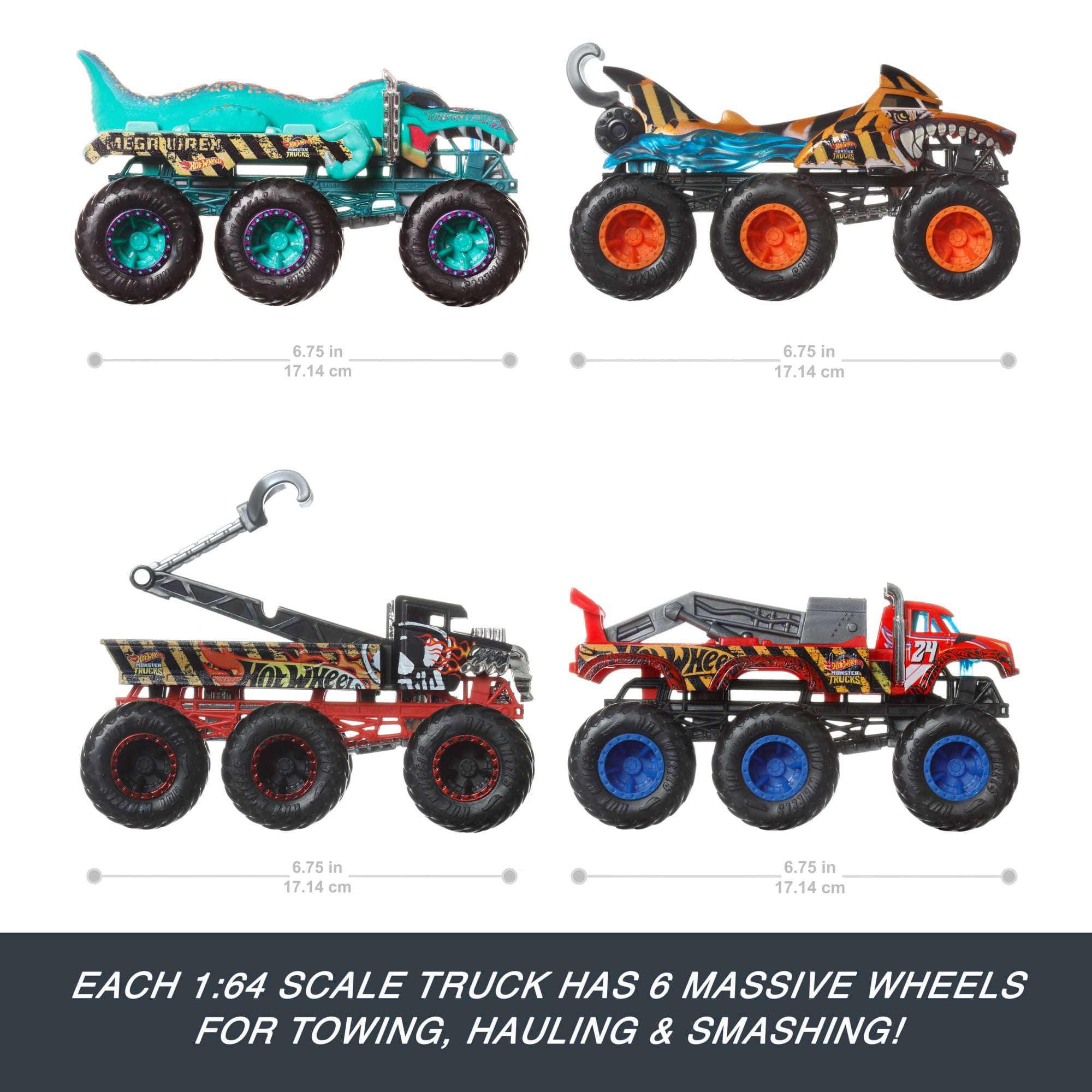 Hot Wheels Monster Trucks Big Rigs. 1:64 Scale Die-Cast Toy Truck With 6 Wheels - Image 3