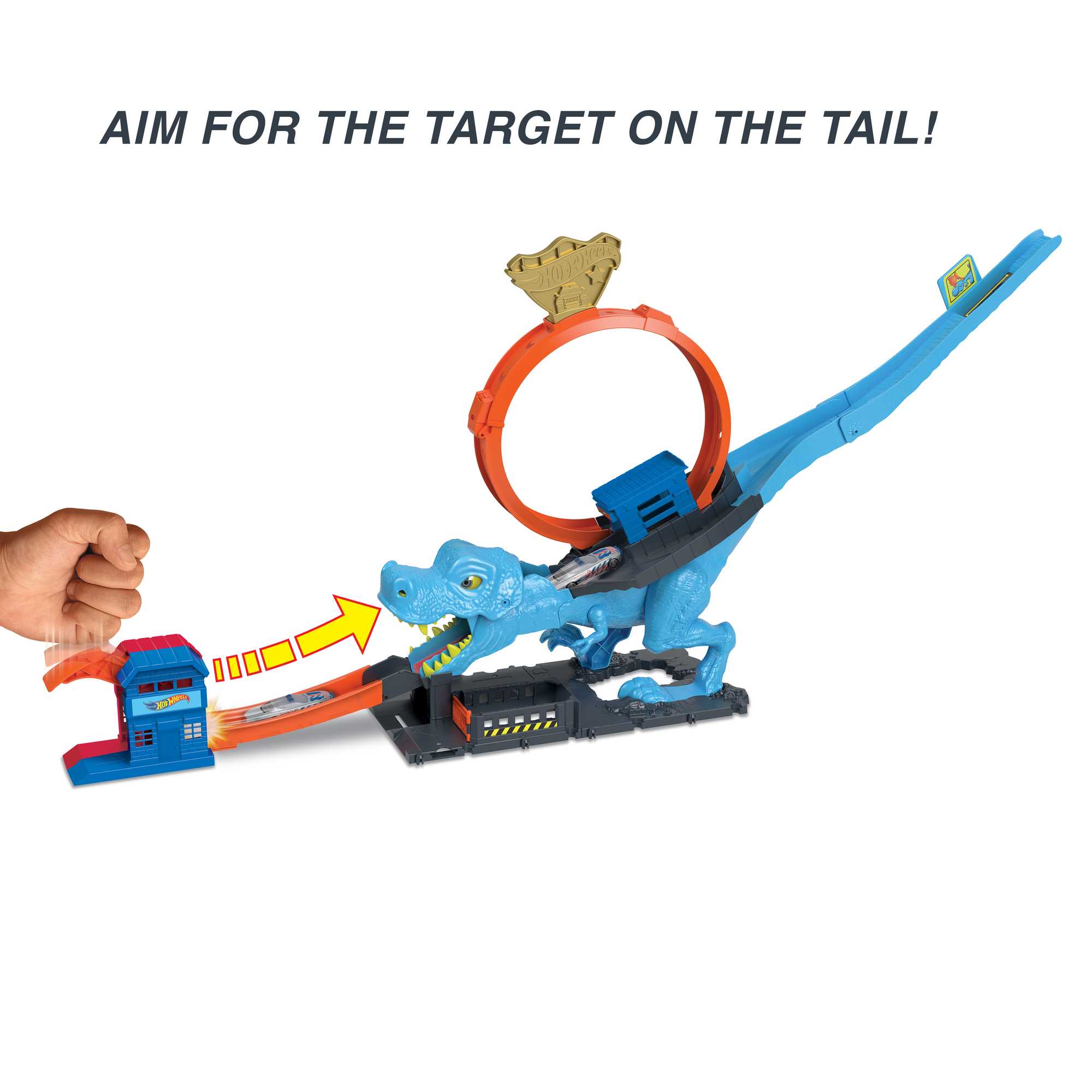 Hot Wheels City T-Rex Loop And Stunt Playset. Track Set With 1 Toy Car - Image 3