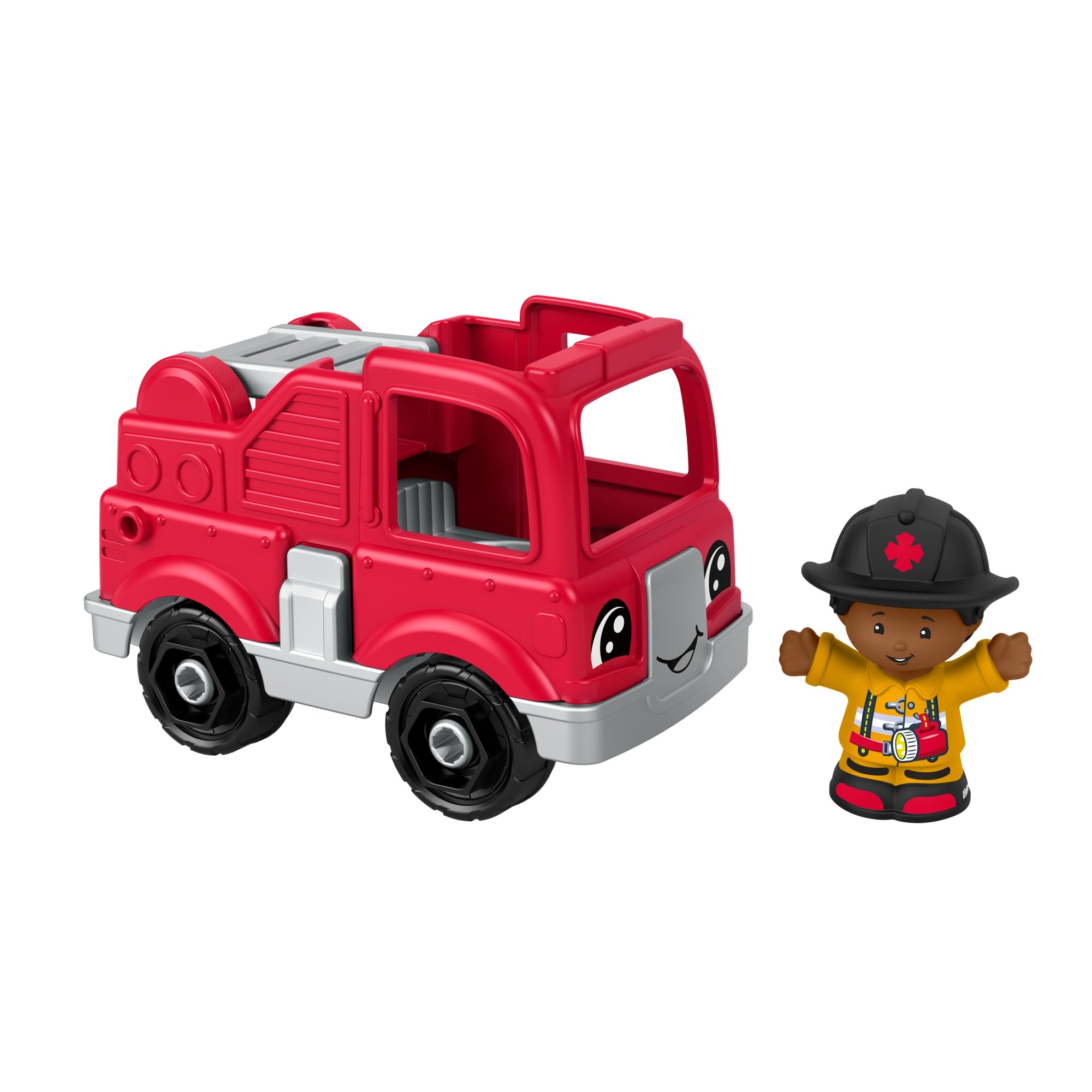 Fisher-Price Little People Toy Firetruck & Firefighter Figure Set For Toddlers. 2 Pieces - Image 4