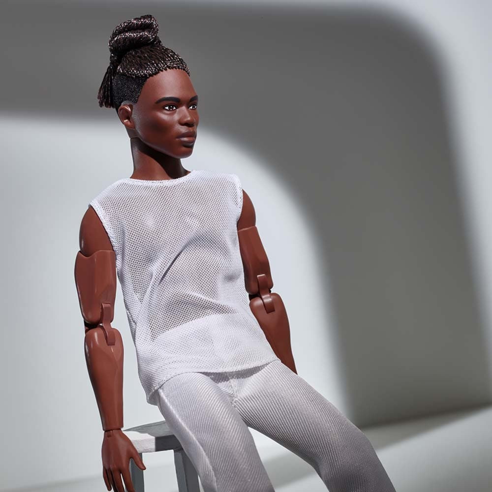 Barbie Looks Ken Doll (Brunette with Braids & Bun Hairstyle) - Image 7