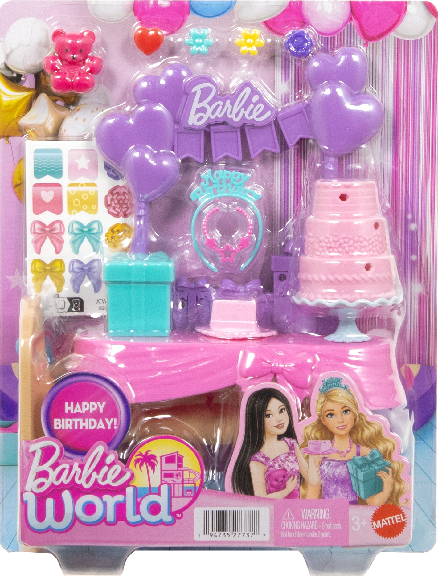Barbie World Birthday Party Set With Doll Accessories Including Cake. Presents. & Sticker Sheet - Image 6