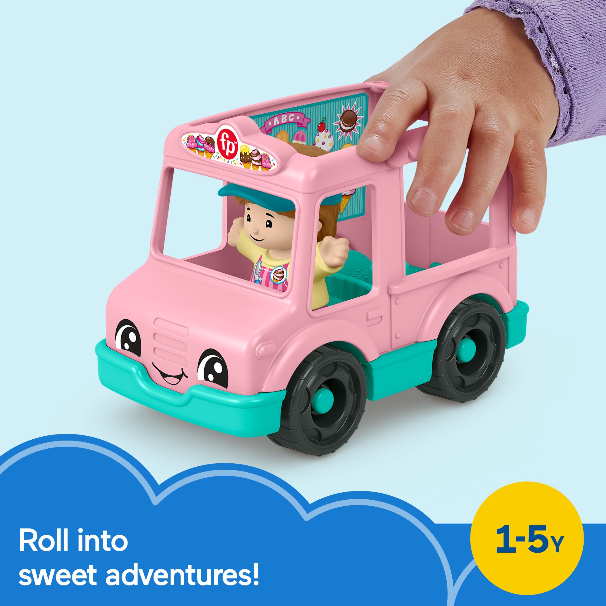 Fisher-Price Little People Ice Cream Truck. Push-Along Toy Vehicle & Figure For Toddlers & Kids - Image 2