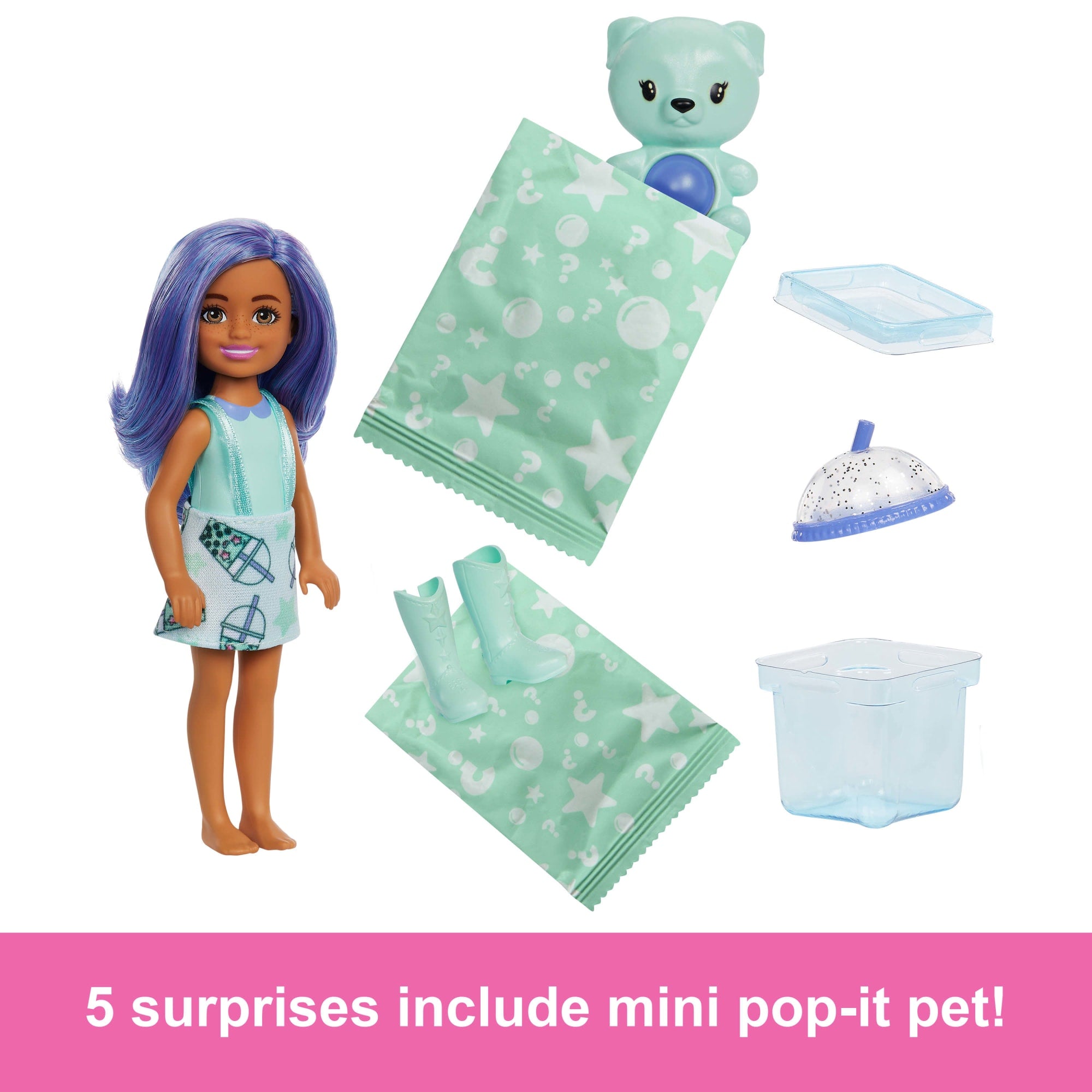 Barbie Chelsea Pop Reveal Bubble Tea Series Doll in Tea Can-inspired Package With 5 Surprises. Scented - Image 5