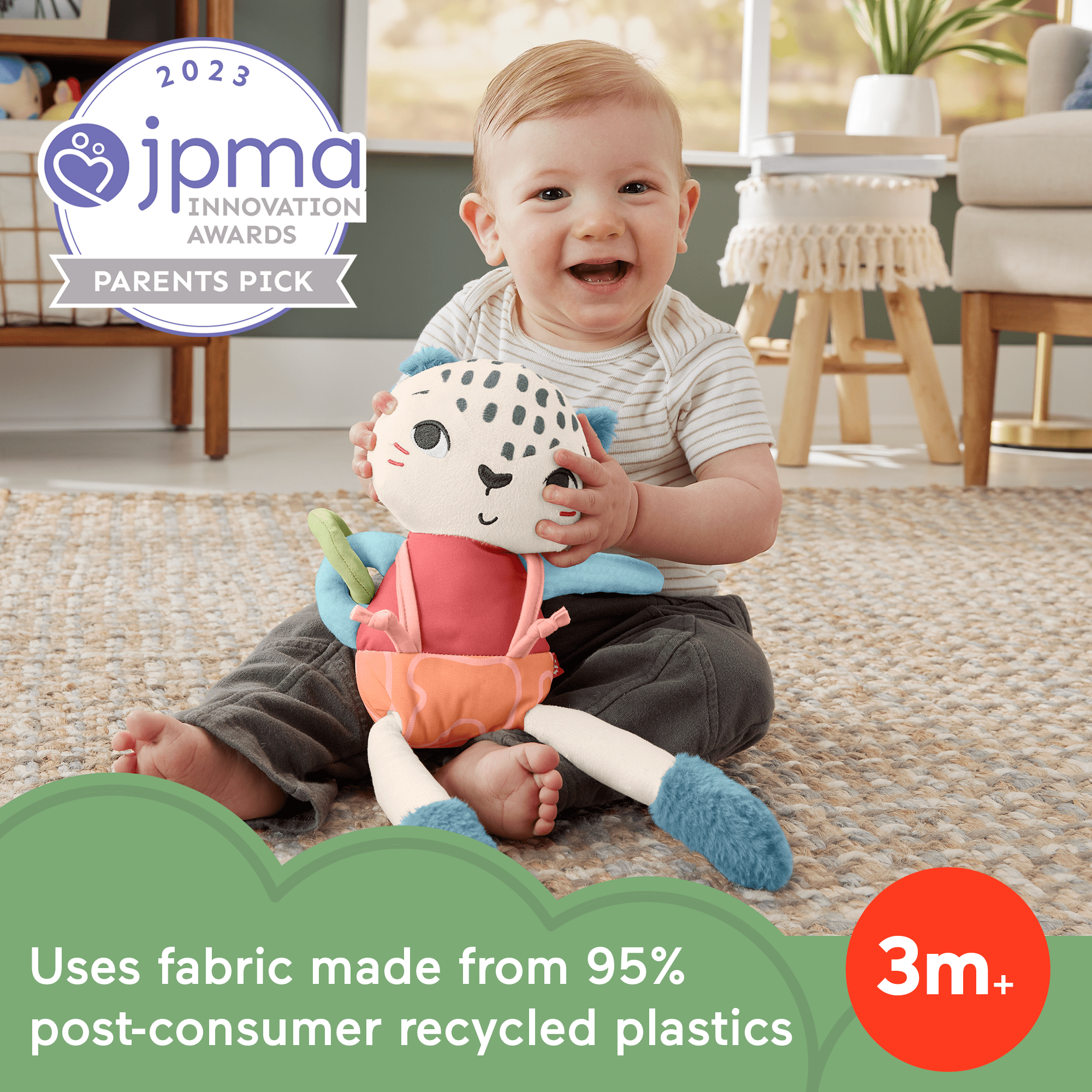 Fisher-Price Planet Friends Spotting Fun Snow Leopard Baby Sensory Toy - Image 2