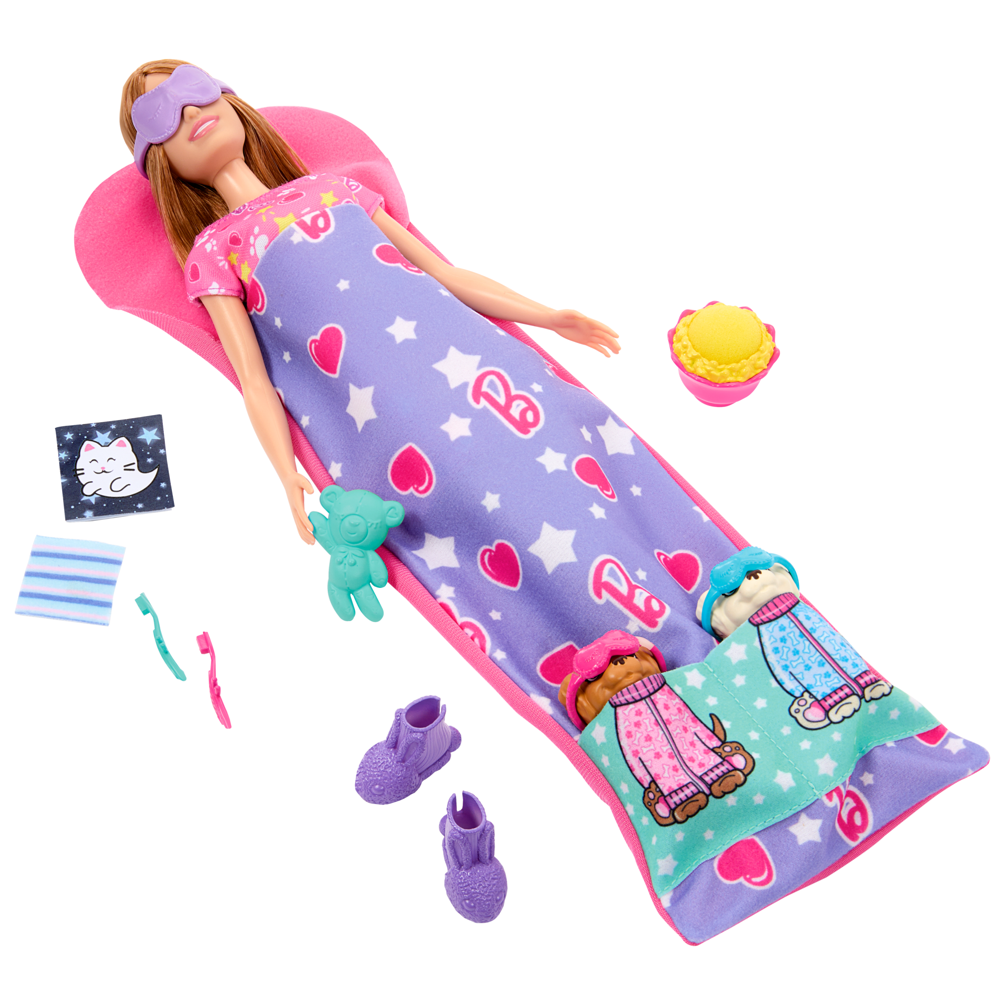 Barbie-Soirée Pyjama Chiots-Coffret Poupée. 2Chiots. 11Accessoires - Image 3