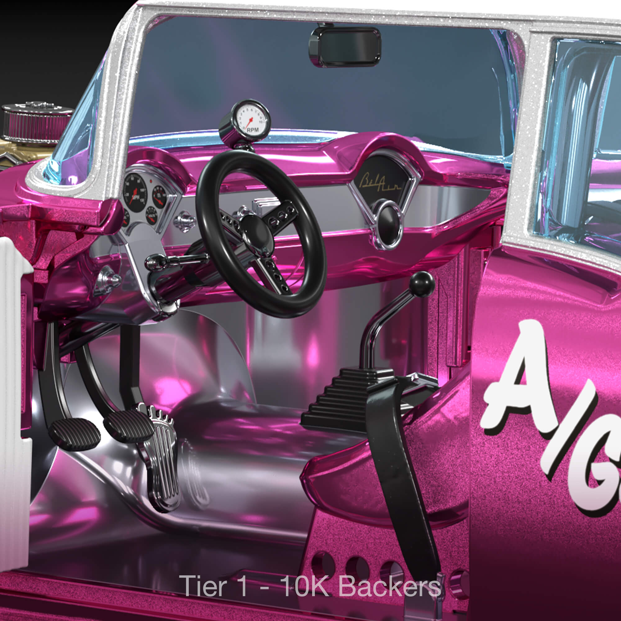 Hot Wheels RLC Exclusive 1:18 Scale '55 Chevy Bel Air Gasser Candy Striper - Crowdfund - Image 8