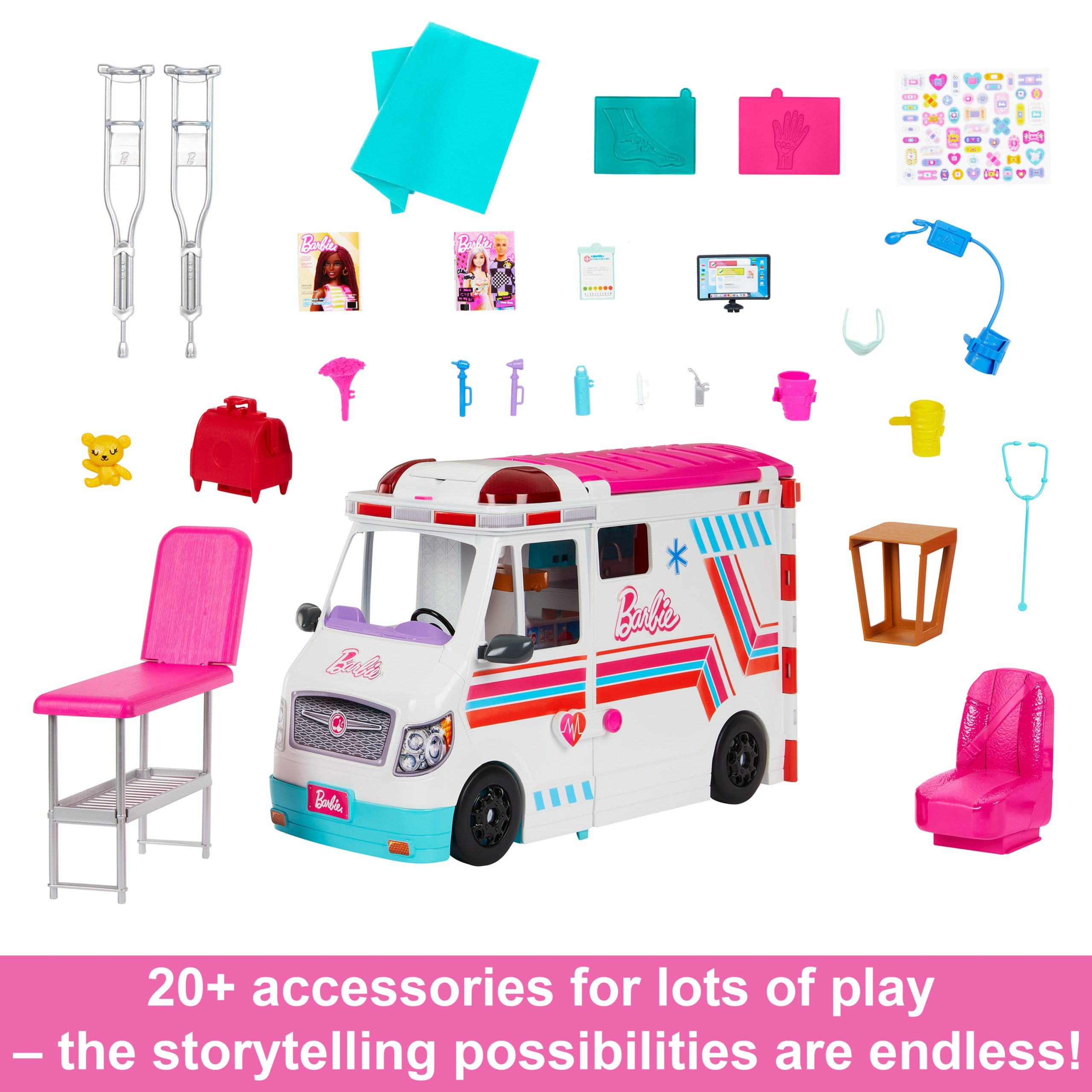 Barbie Toys. Transforming Ambulance And Clinic Playset. 20+ Accessories. Care Clinic - Image 5
