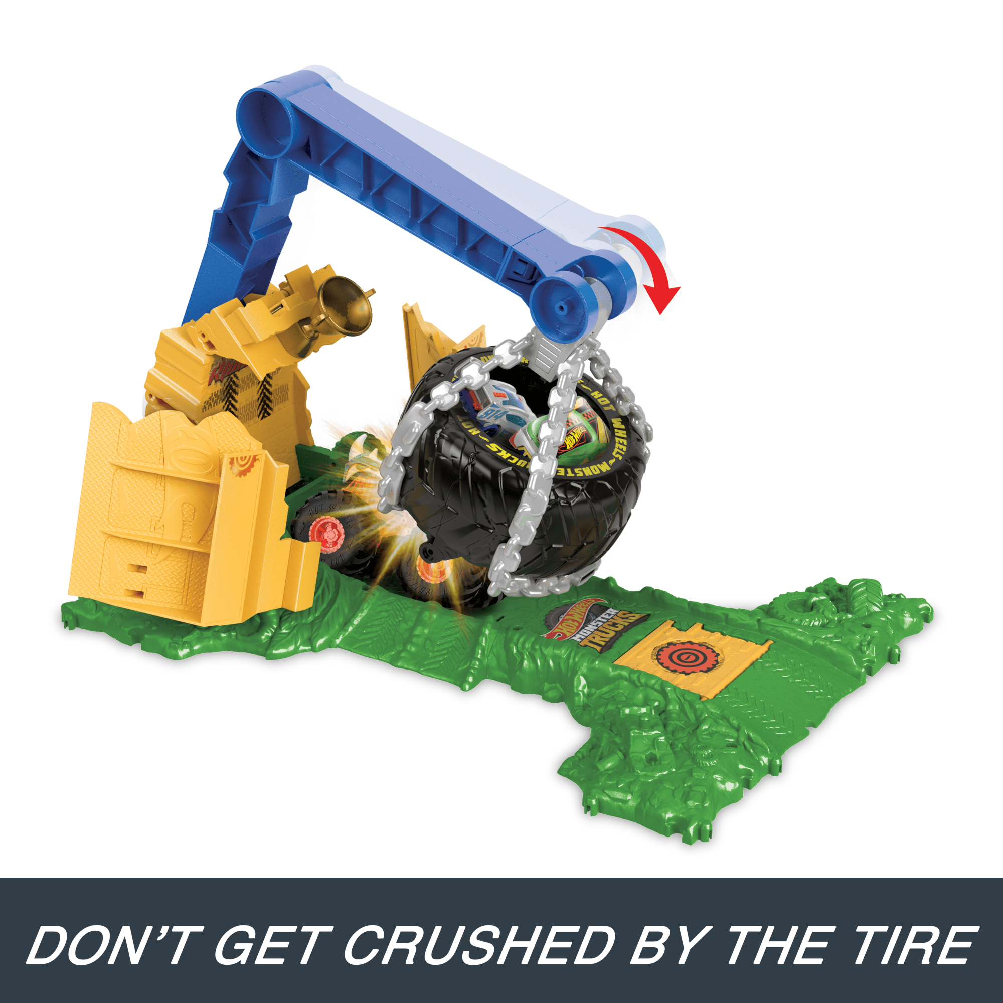 Hot Wheels Monster Trucks Rhinomite Chargin' Challenge Playset With 1 Toy Truck & 2 Crushed Cars - Image 3