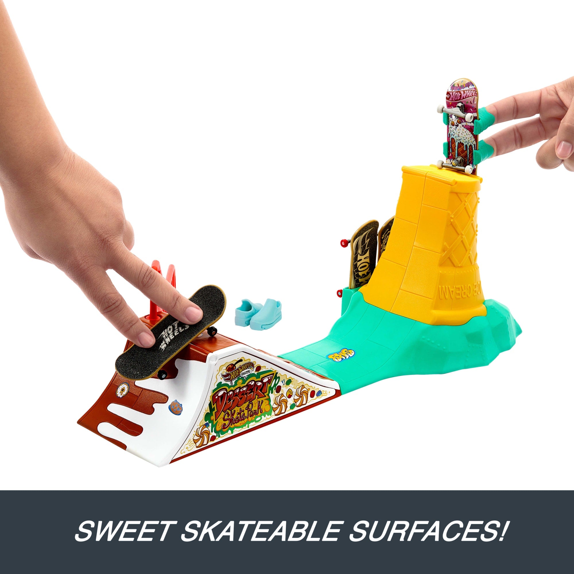 Hot Wheels Skate Dessert Skate Park With 1 Exclusive Finger Skateboard & 1 Pair Removable Skate Shoes - Image 2
