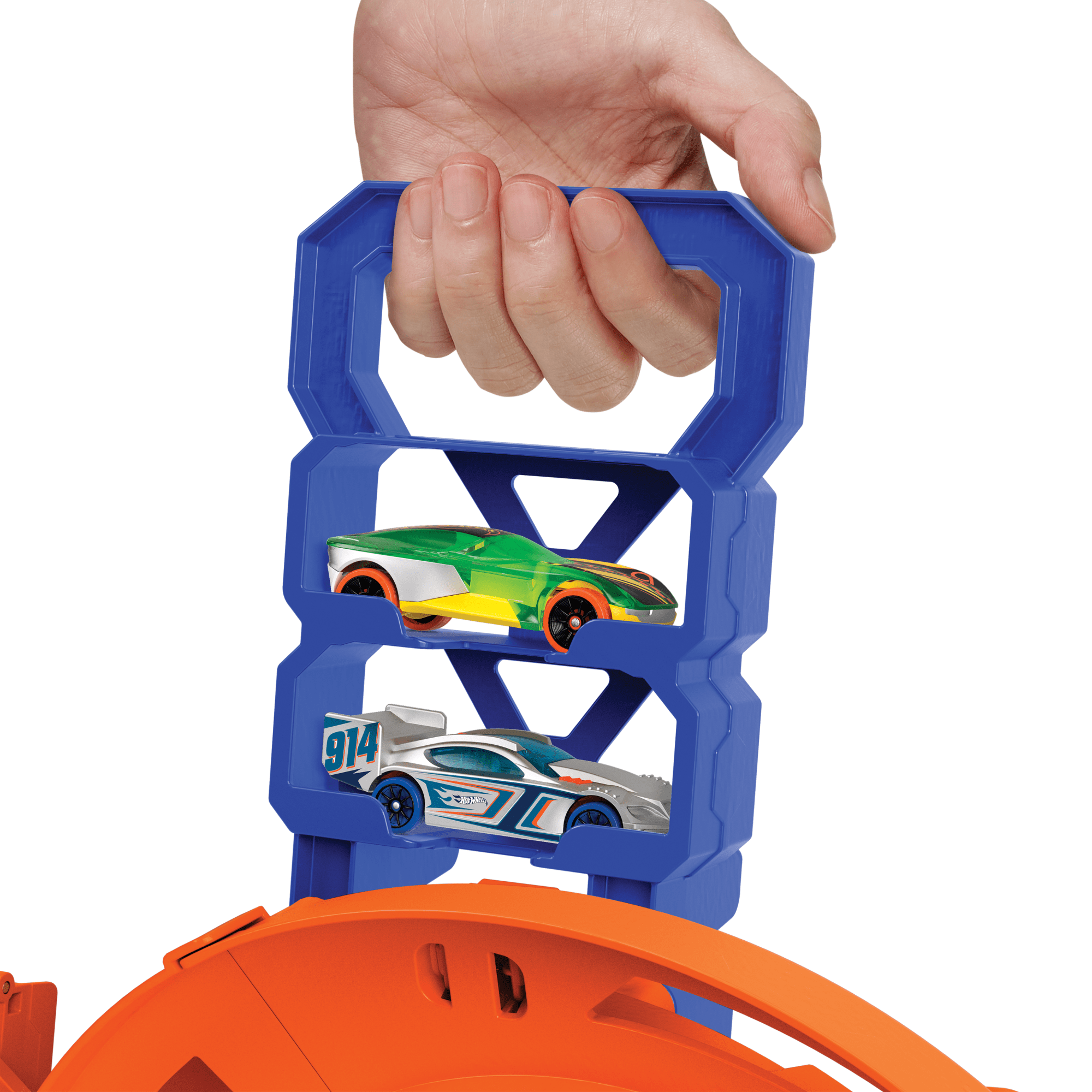 Hot Wheels Whip Around Raceway. 2 Toy Cars in 1:64 Scale. Storage - Image 5