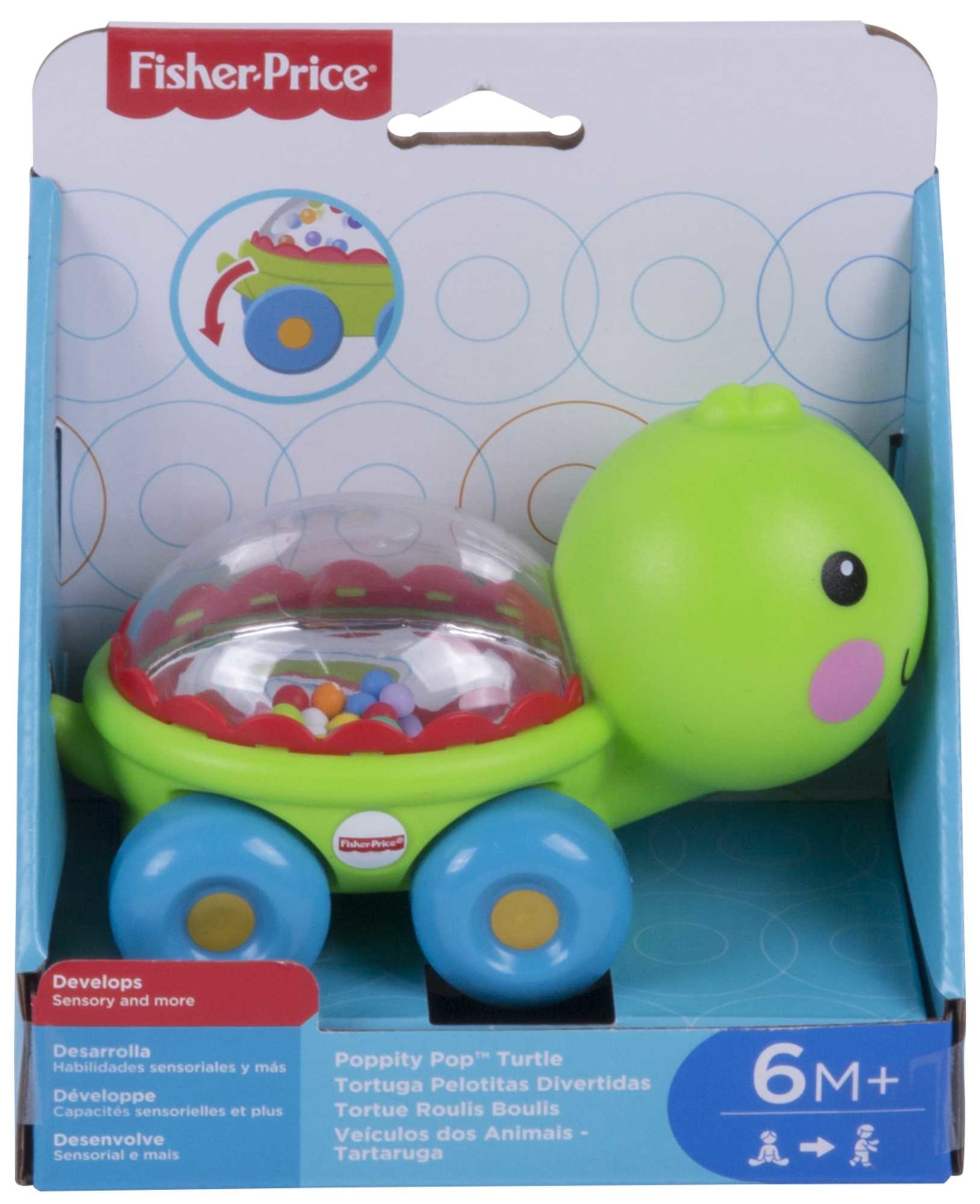 Fisher-Price Poppity Pop Turtle Push-Along Vehicle With Sounds For Infant Crawling Play - Image 6