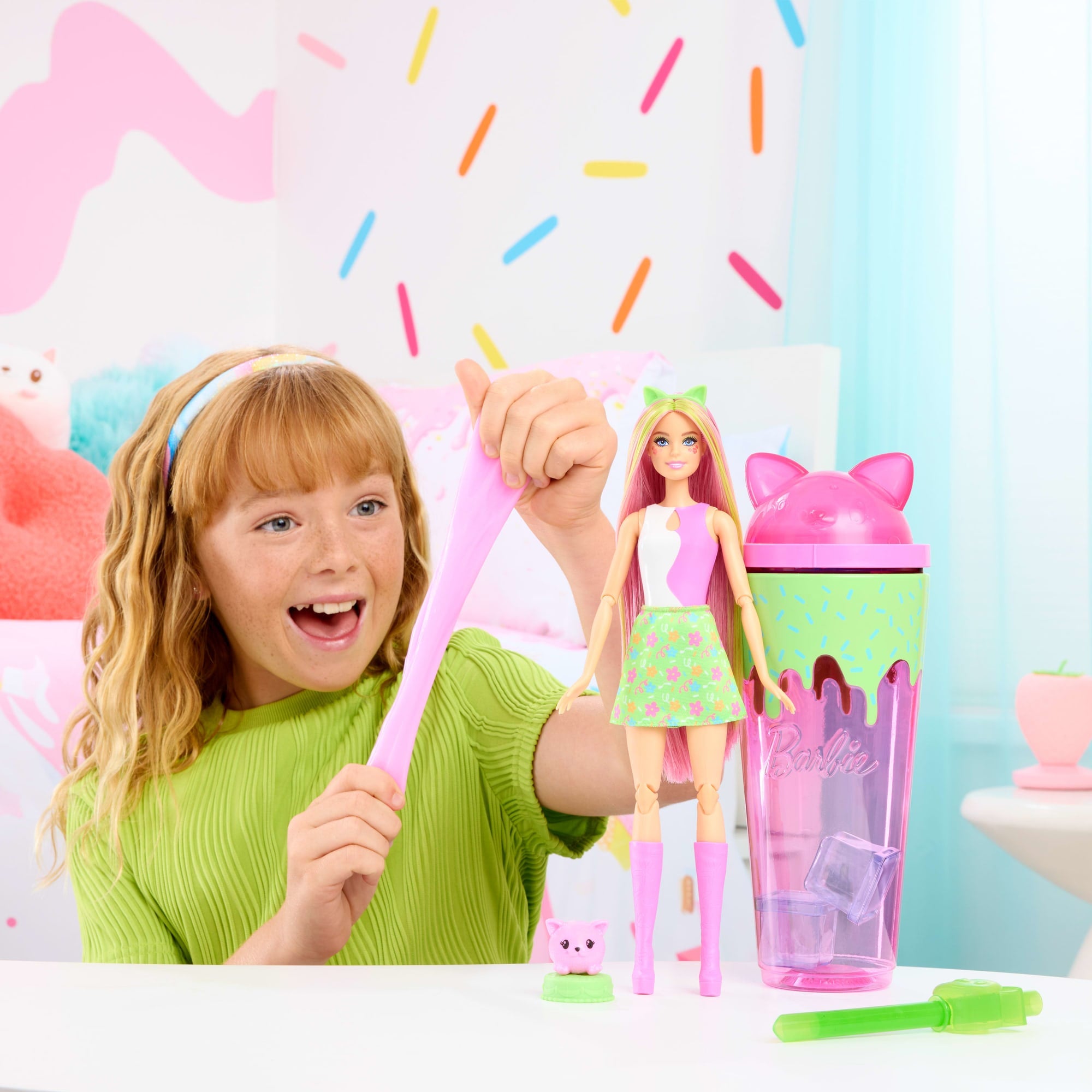 Barbie Pop Reveal Shakes Series Doll & Accessories Set. Scented Cute Kitten Fashion Doll - Image 2