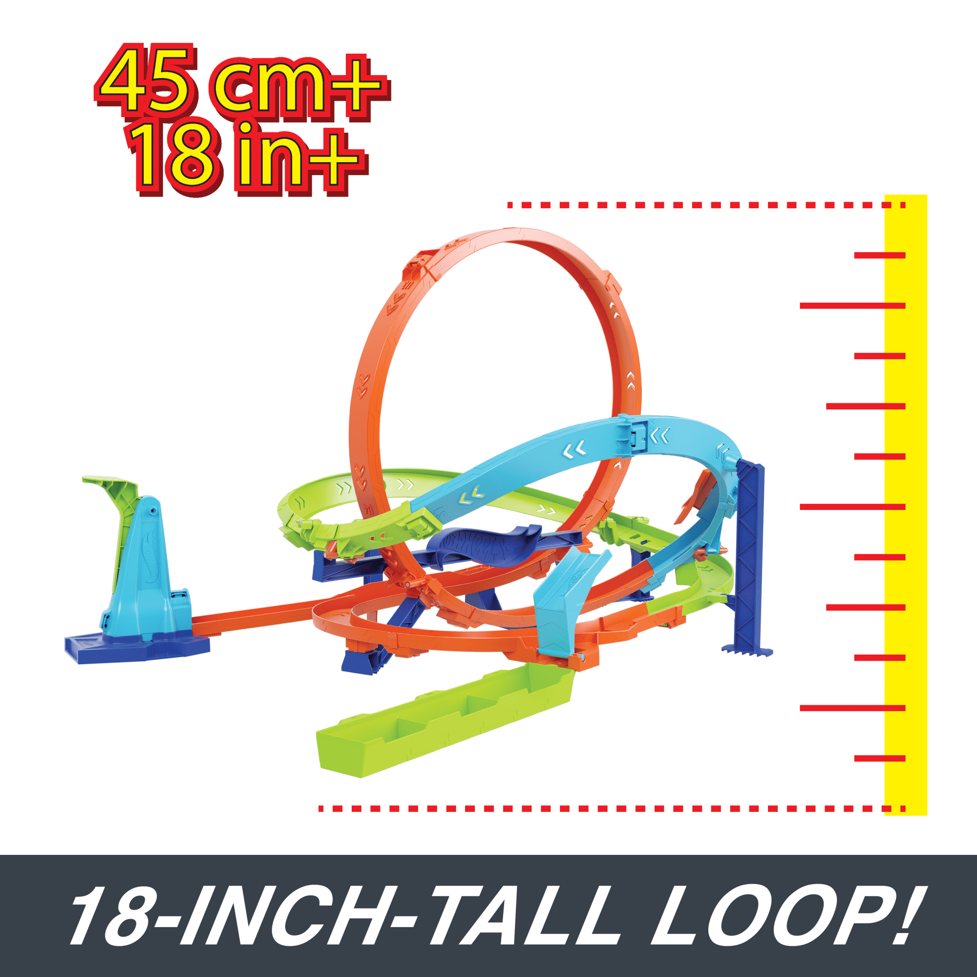 Hot Wheels Action Loop Cyclone Challenge Track Set With 1:64 Scale Toy Car. Easy Storage - Image 2