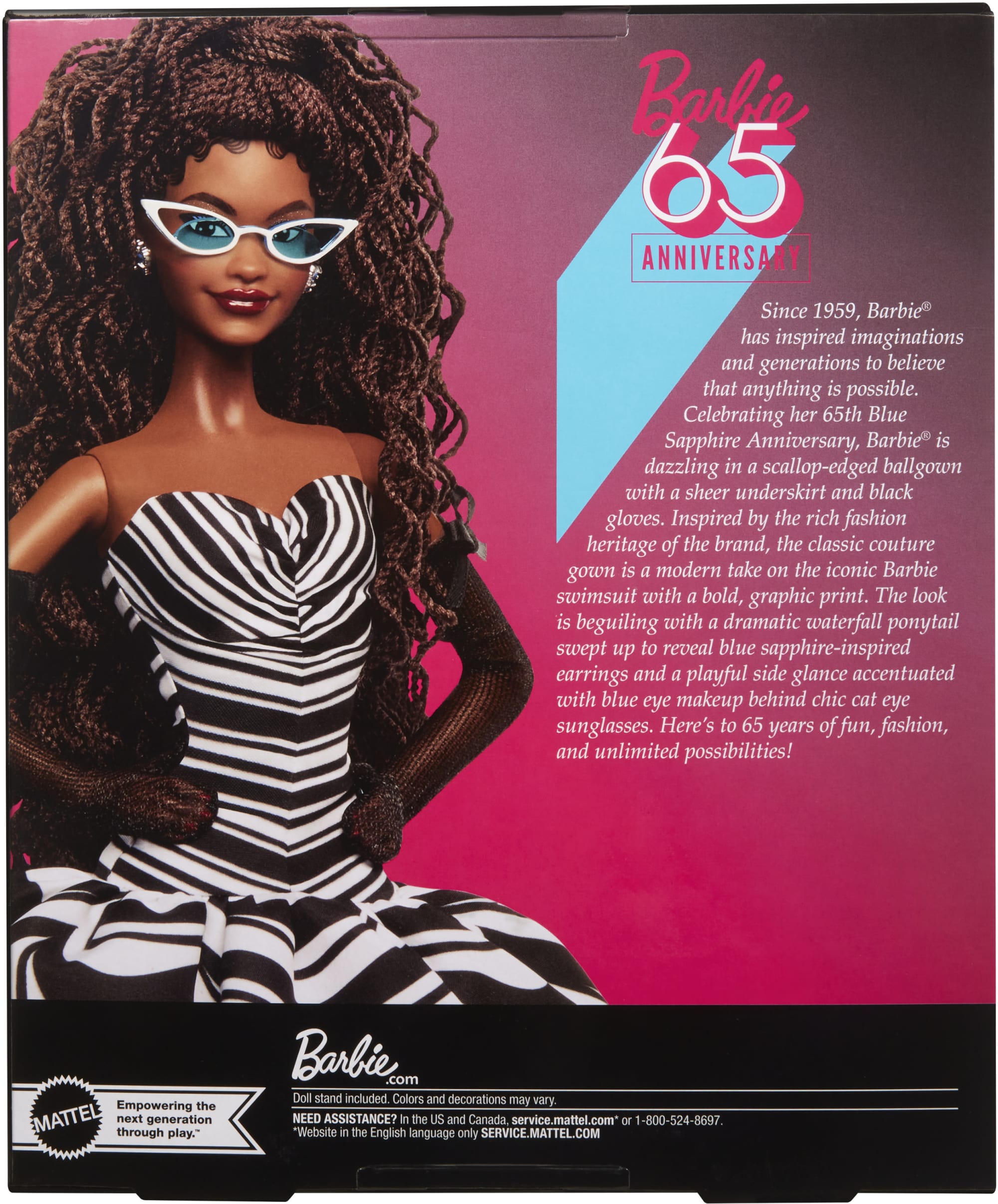 Barbie Signature 65th Anniversary Collectible Doll With Brown Hair And Black And White Gown - Image 6