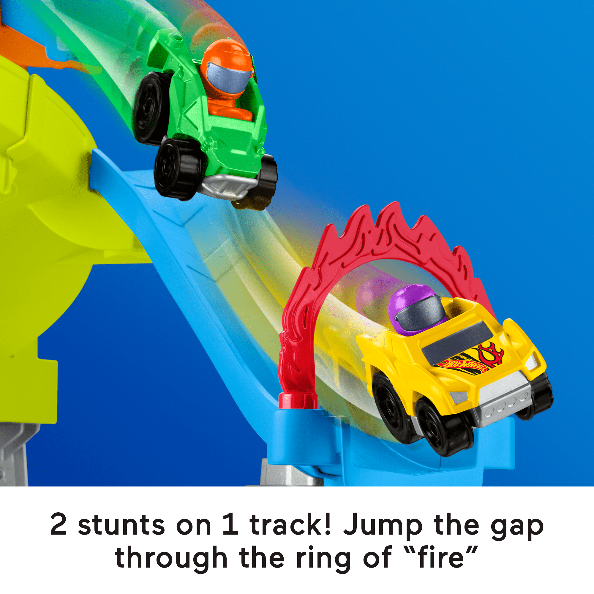 Little People Hot Wheels Spiral Stunt Speedway Toddler Race Track Playset. 2 Toy Cars - Image 4