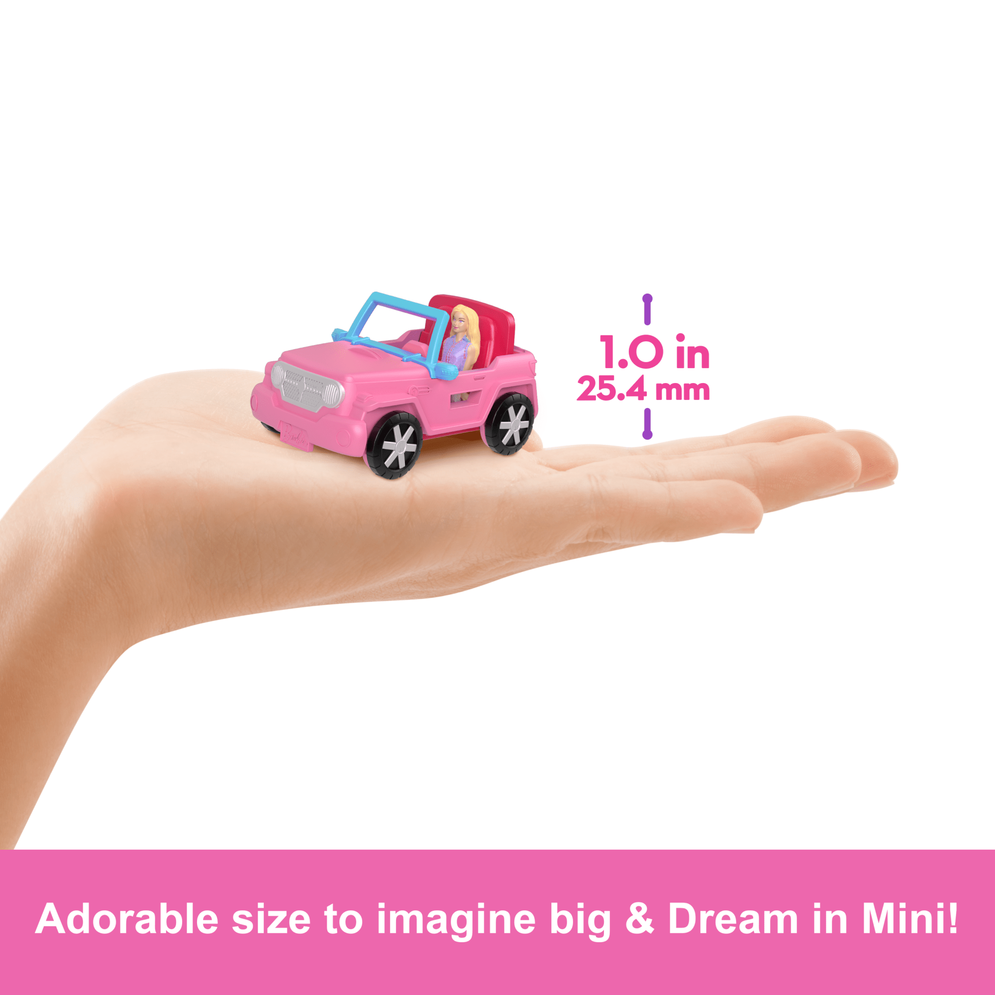 Barbie Mini Barbieland Doll & Vehicle Set With 1.5-inch Doll. Color-Change Suv & Tent Accessory - Image 4