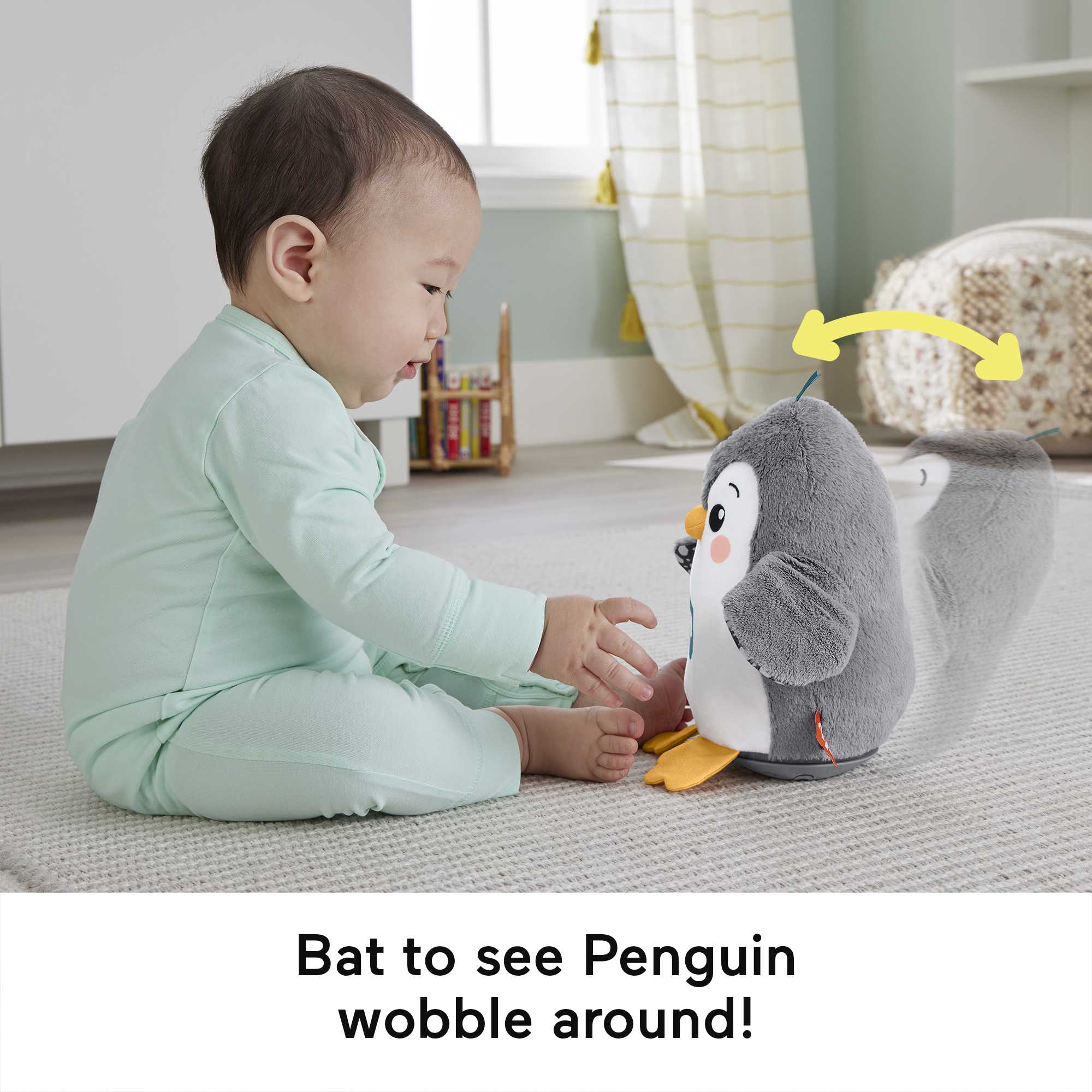 Fisher-Price Plush Tummy Time Toy. Flap & Wobble Penguin. Newborn Musical Toy - Image 4