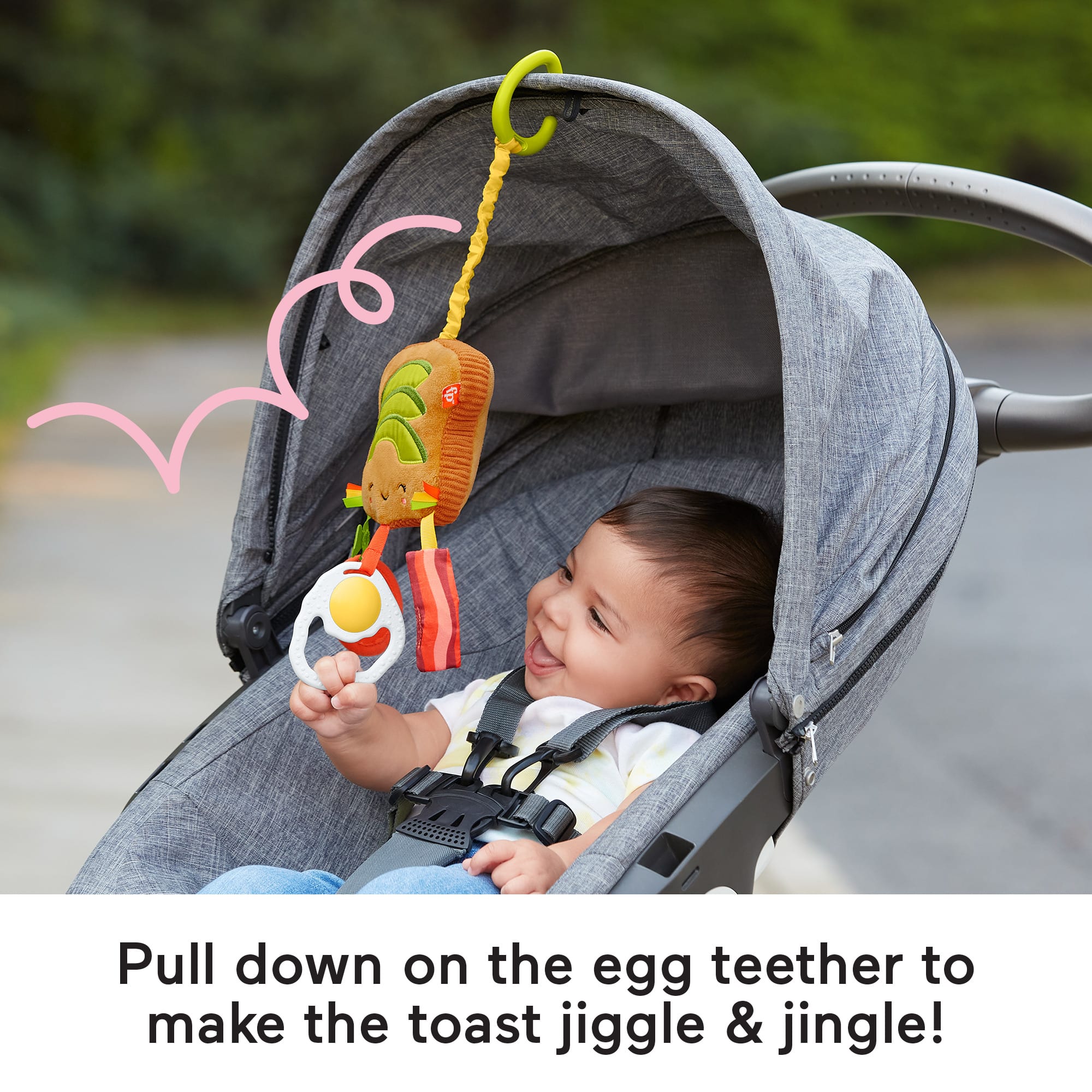 Fisher-Price Brunch & Go Avocado Toast infant Stroller Toy - Image 3