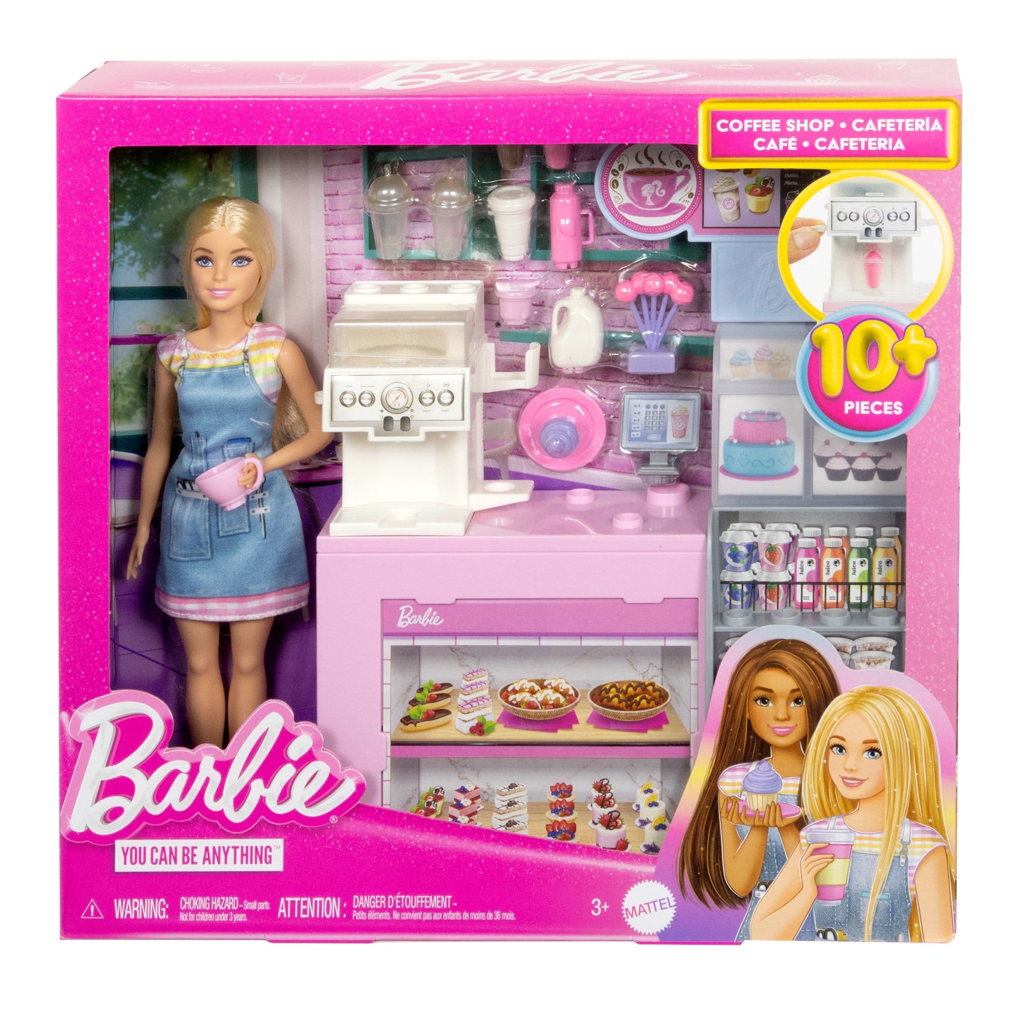 Barbie Coffee Shop Playset With Blonde Barista Doll. Working Coffee Maker & 10+ Accessories - Image 6