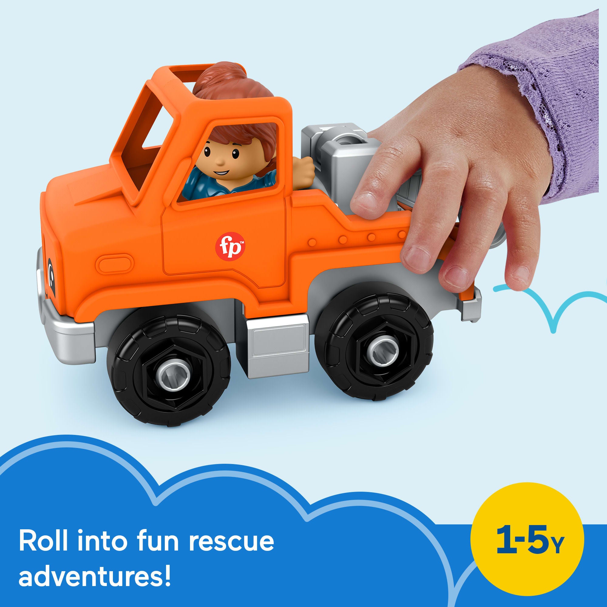 Fisher-Price Little People Help And Go Tow Truck & Figure Set For Toddlers. 2 Pieces - Image 2