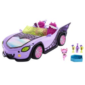 Monster High Toy Car. Ghoul Mobile With Pet And Cooler Accessories
