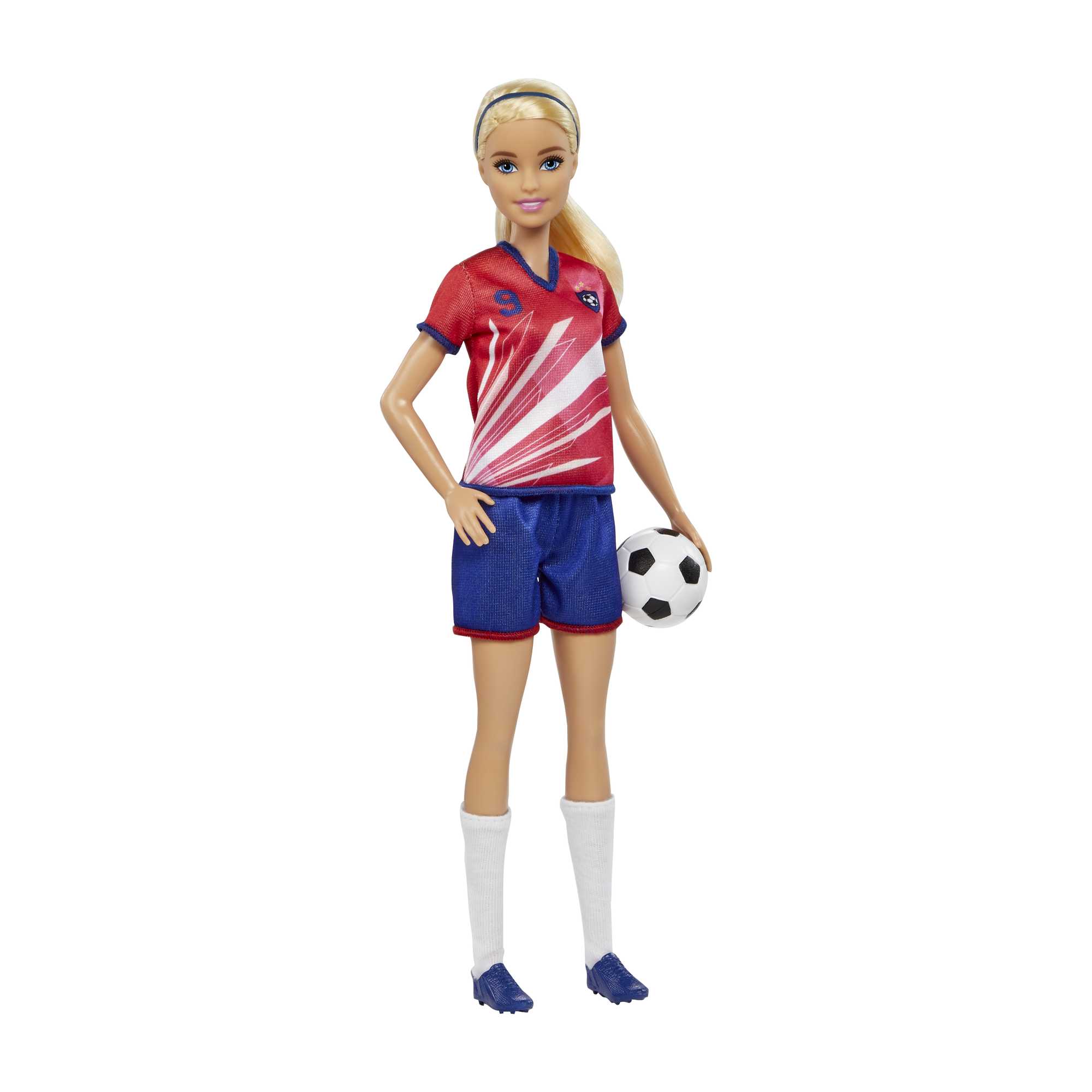 Barbie Soccer Doll. Blonde. #9 Uniform. Soccer Ball. Cleats. Socks. 3 & Up - Image 5