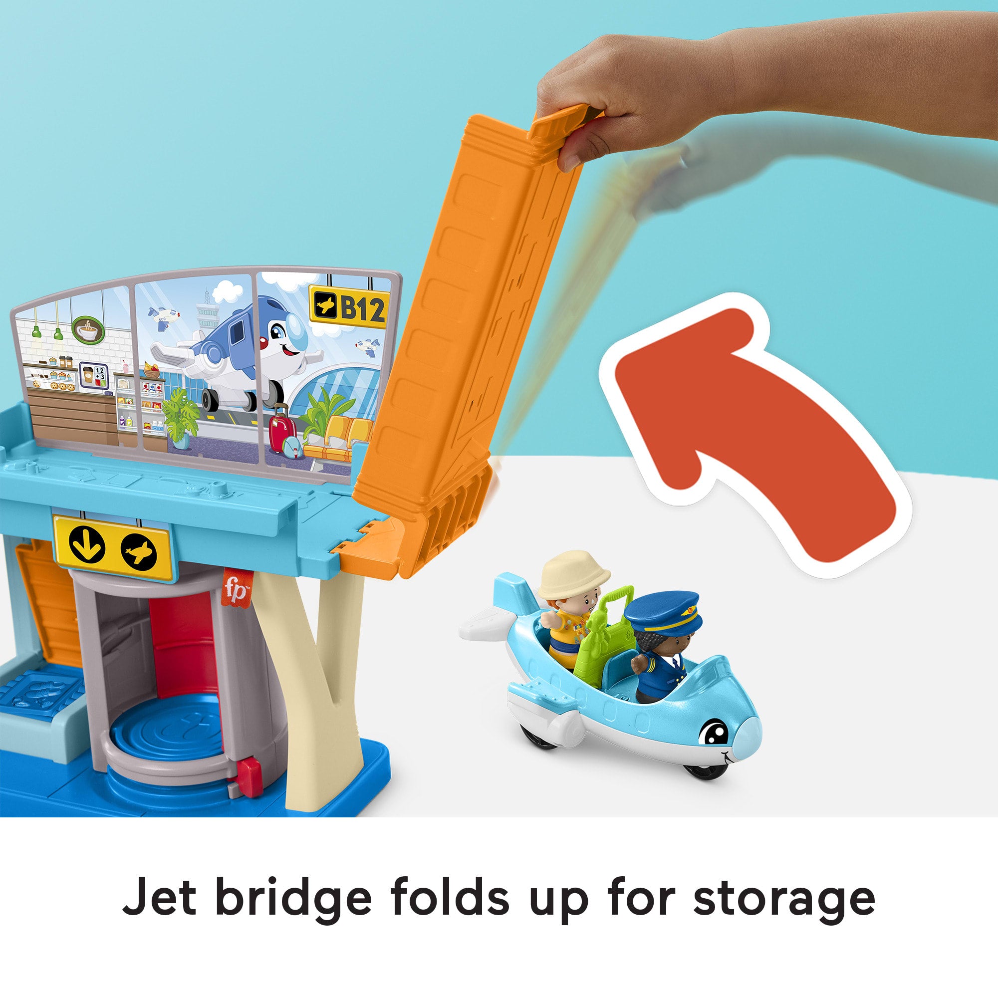 Fisher-Price Little People Everyday Adventures Airport Toddler Playset. Airplane & 3 Play Pieces - Image 3