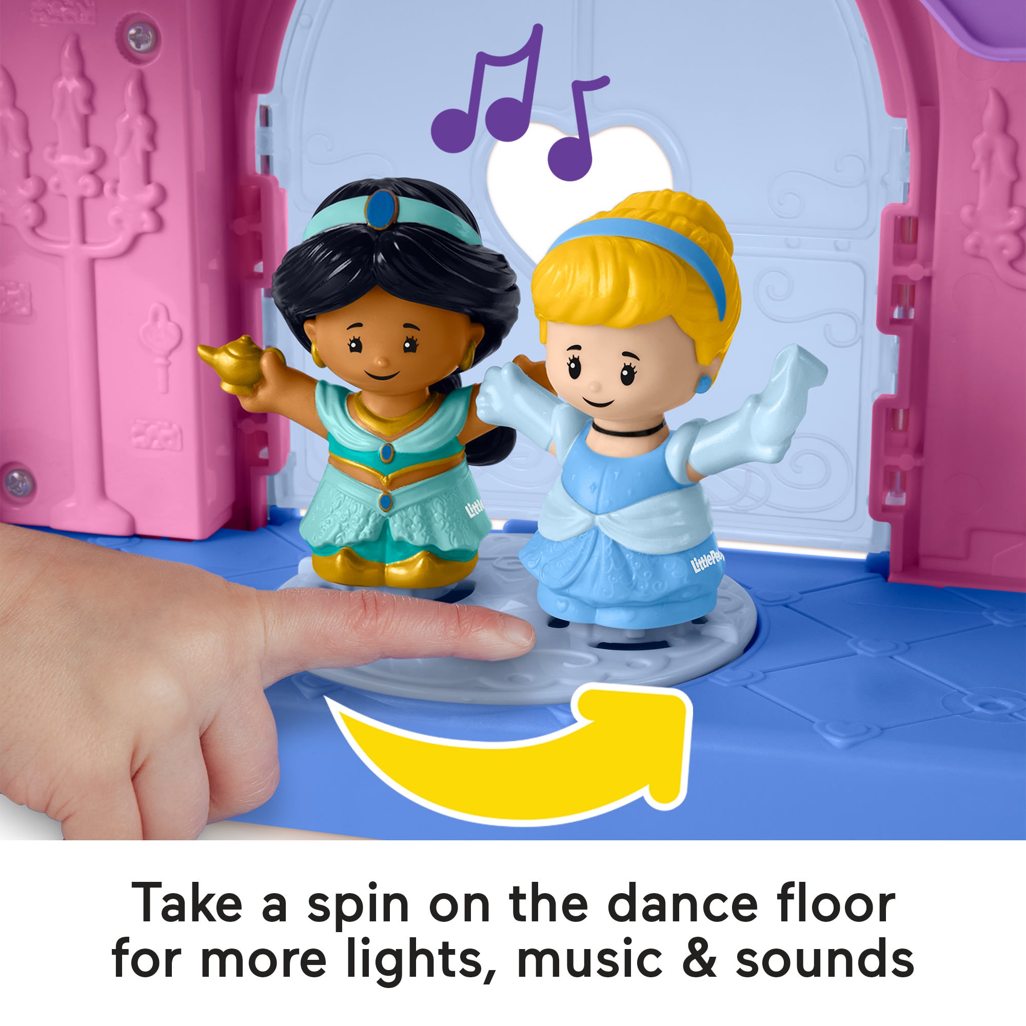 Fisher-Price Little People Disney Princess Magical Lights & Dancing Castle Playset. 2 Figures - Image 4