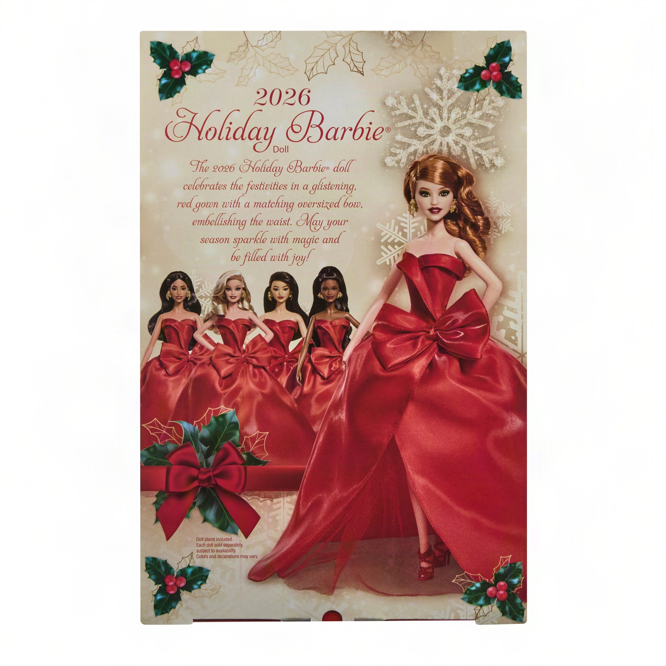 Barbie Signature 2026 Holiday Barbie Fashion Doll. Seasonal Collector. Red Hair With Red Gown With Bow Detai - Image 6