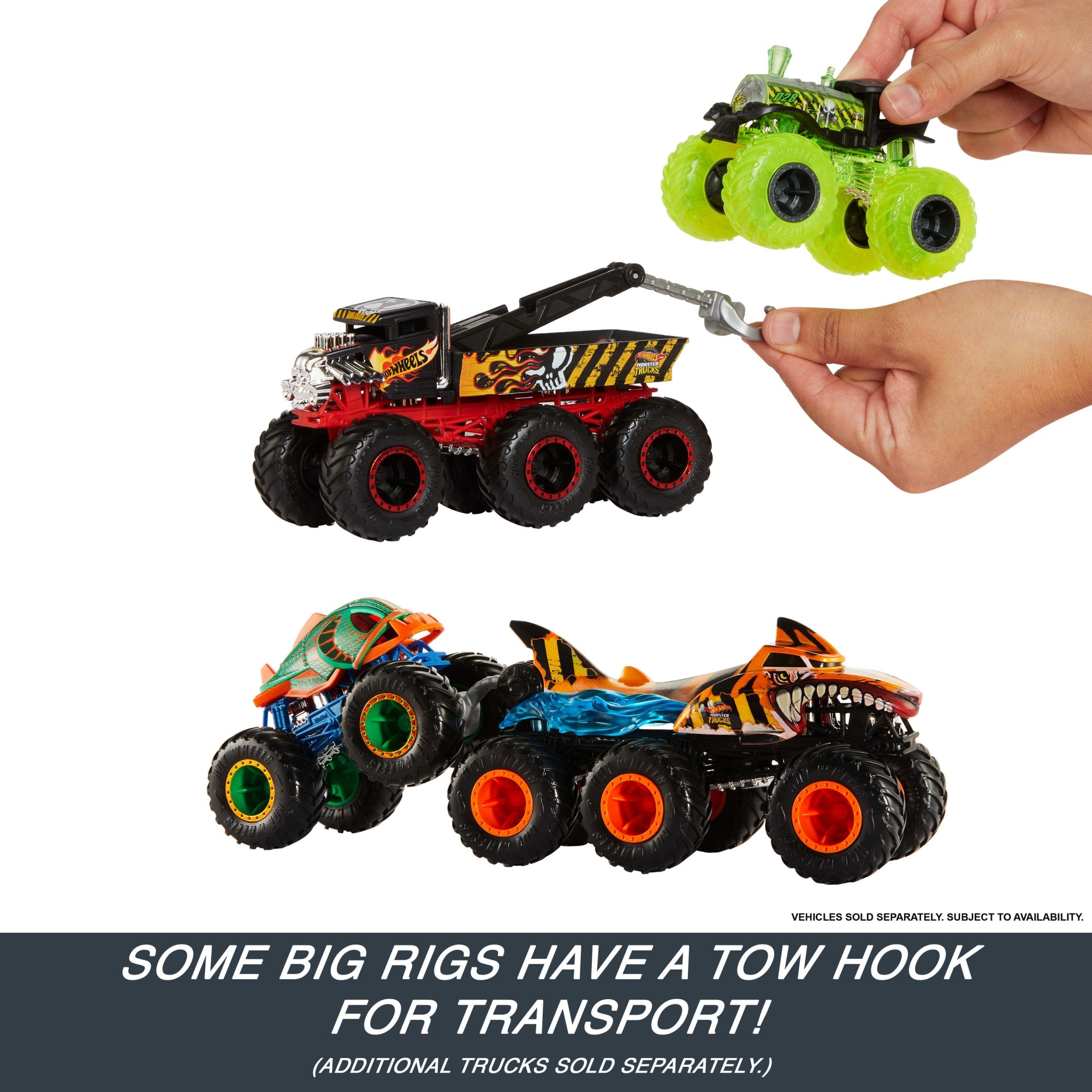 Hot Wheels Monster Trucks Big Rigs. 1:64 Scale Die-Cast Toy Truck With 6 Wheels - Image 3