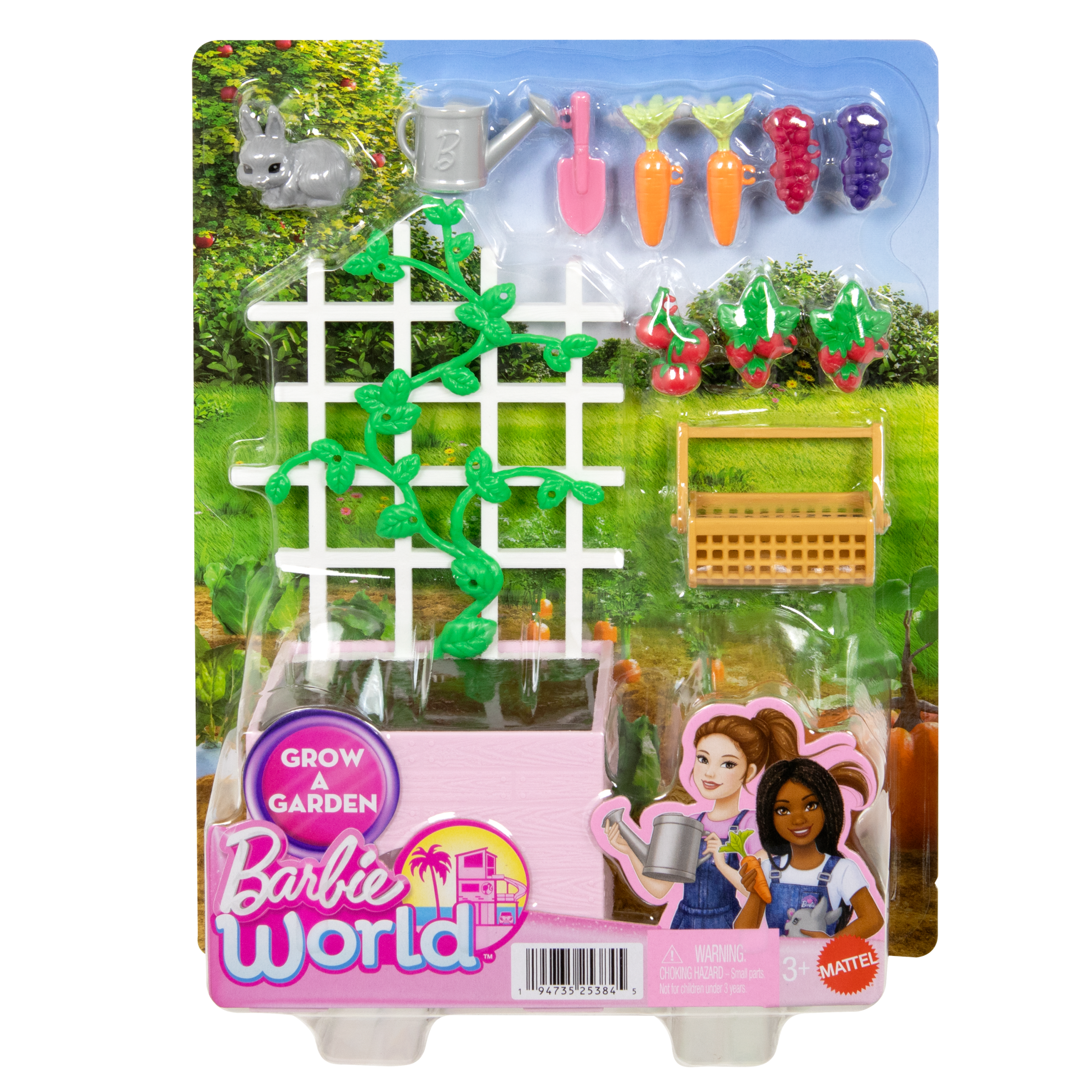 Barbie World Garden Playset With 12 Pieces Including Planter. Bunny Figure. Food & More - Image 4