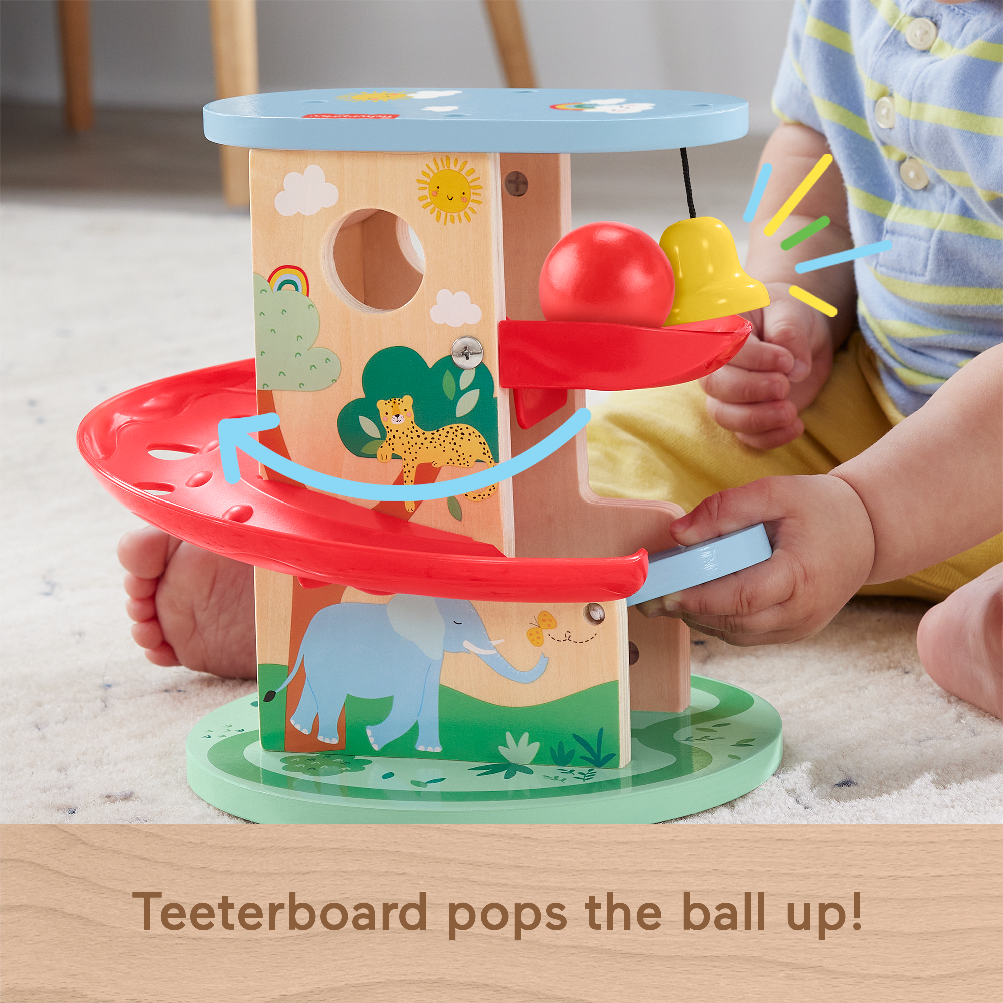 Fisher-Price Wooden Treehouse Ball Run Baby & Toddler Toy. 2 Wood Pieces - Image 3