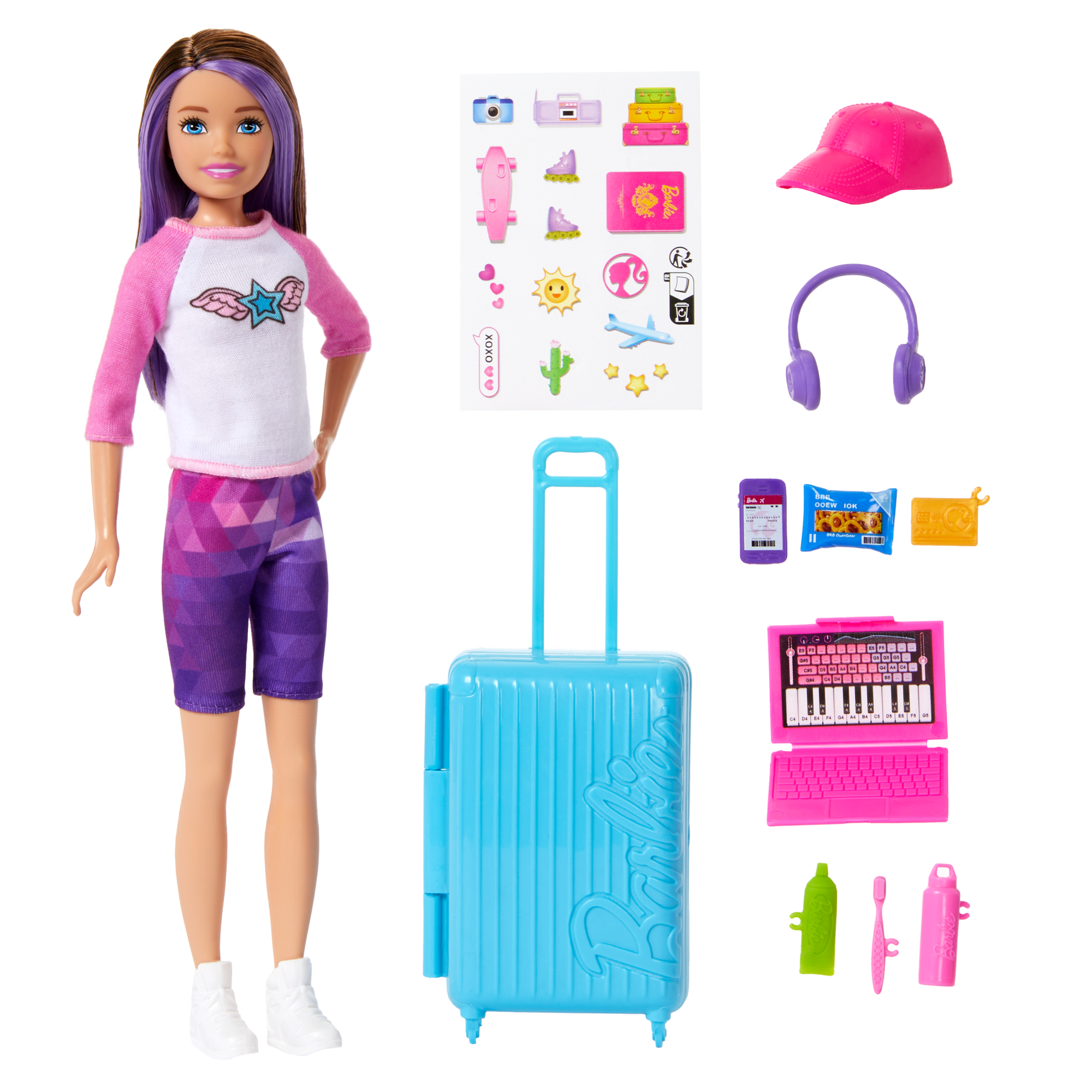 Barbie Skipper Doll & 10 Accessories. Travel Set With Luggage. Sticker Sheet & More - Image 5
