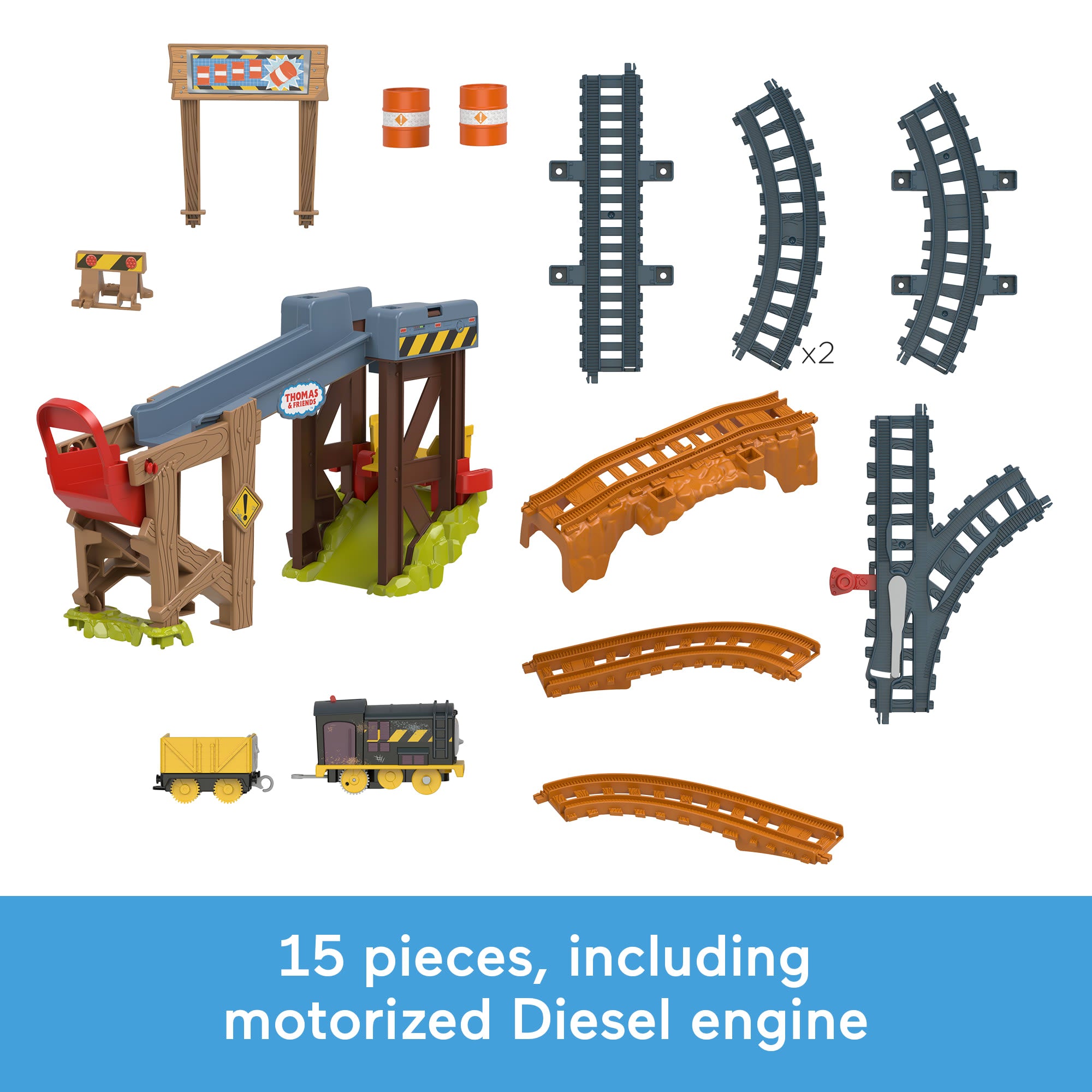 Thomas & Friends Diesel's Lift & Load Construction Set. Motorized Toy Train With Track & Cargo - Image 5